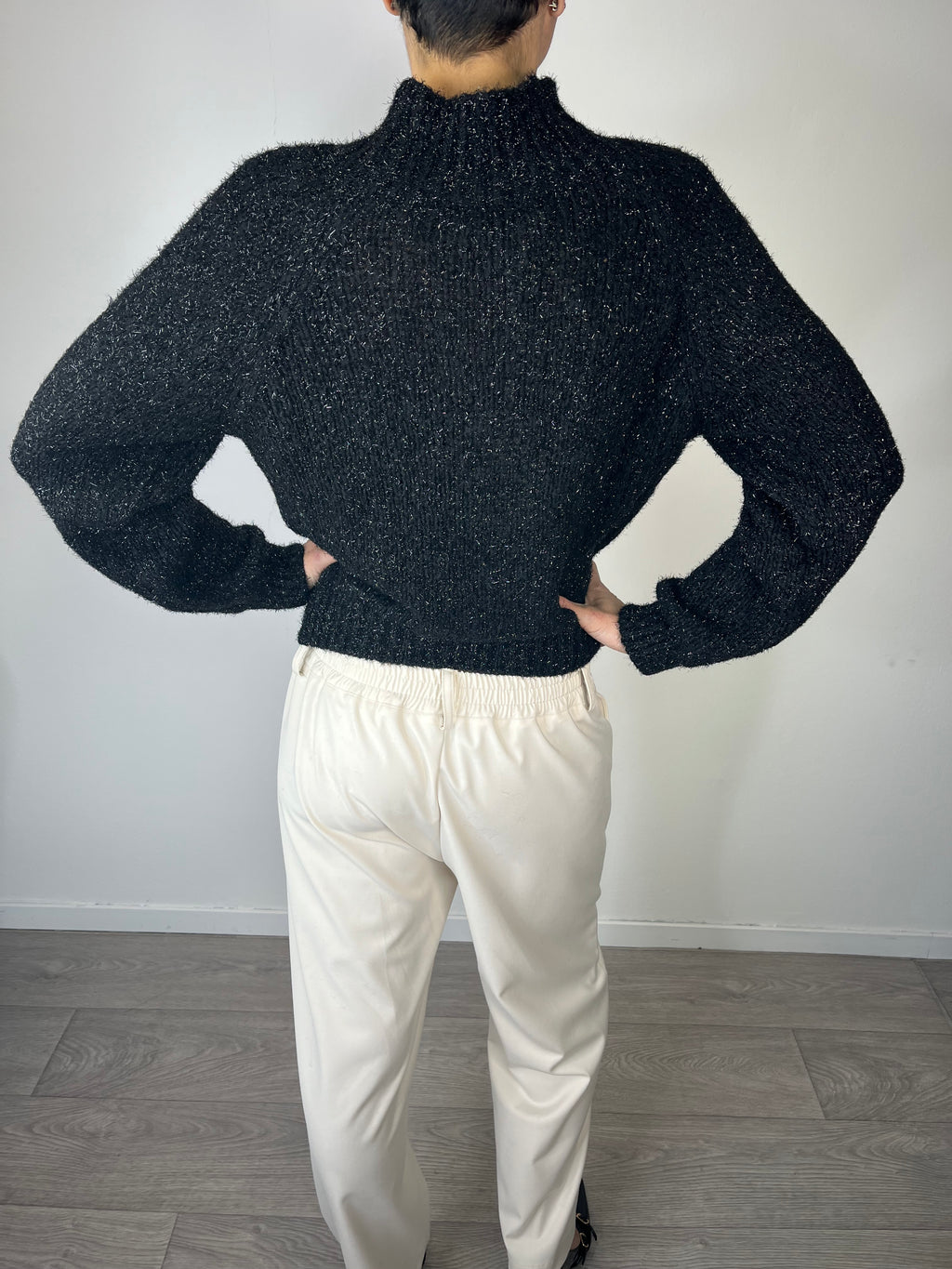 Maglioncino collo alto e lurex  Nero - Kikisix