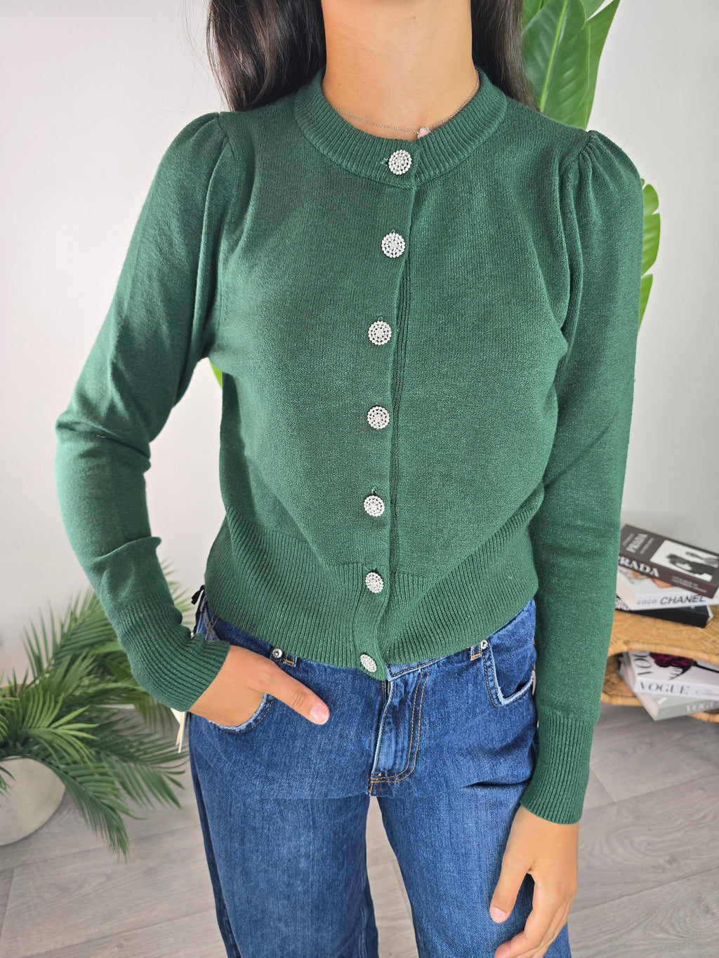 Cardigan Bijou Verde Gucci Tensione In