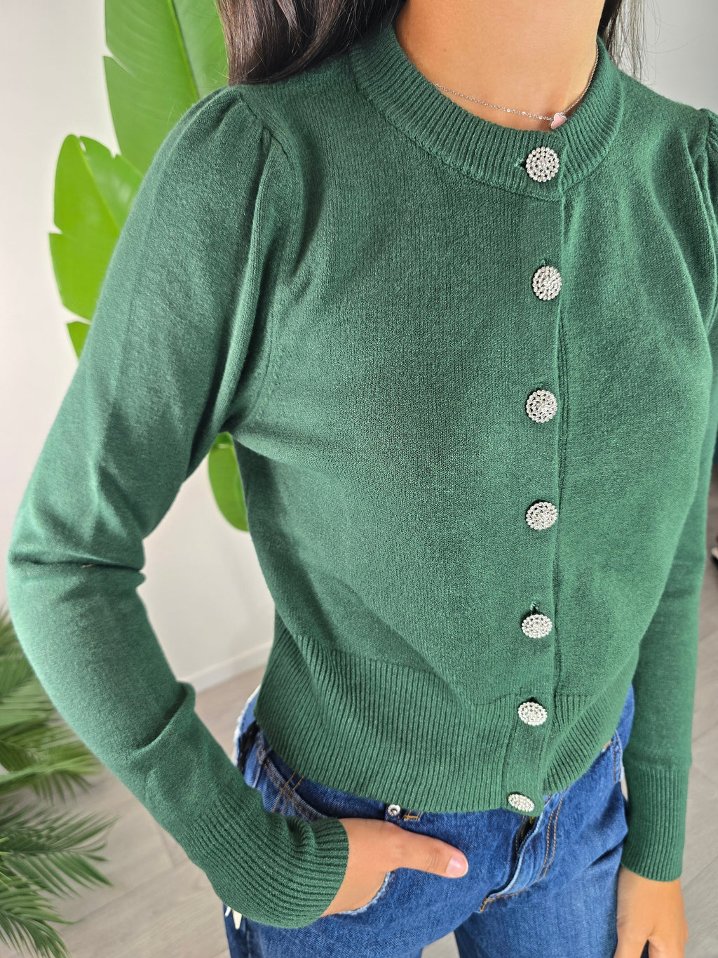 Cardigan Bijou Verde Gucci Tensione In
