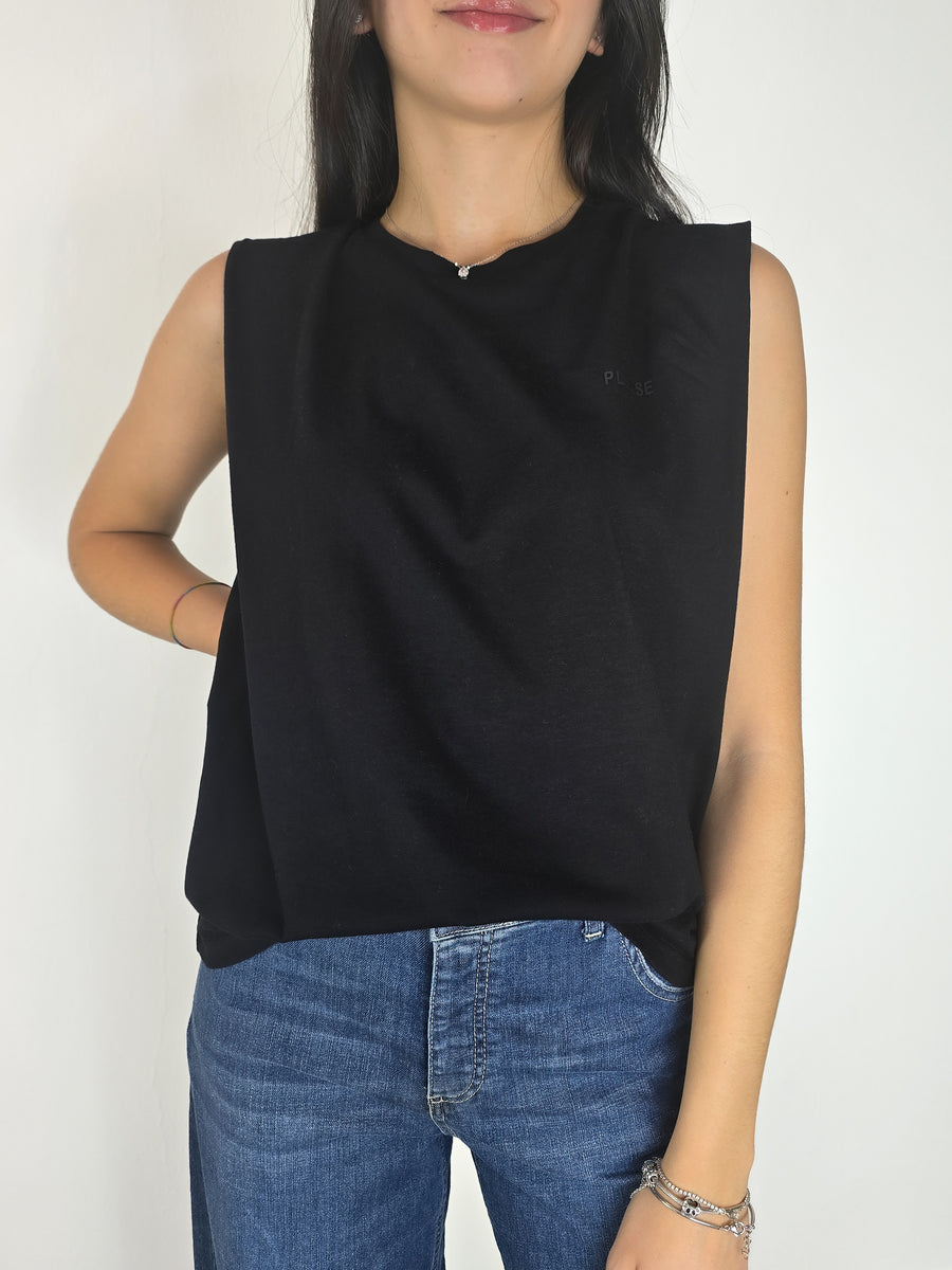 Please - T-shirt smanicata girocollo - Nero