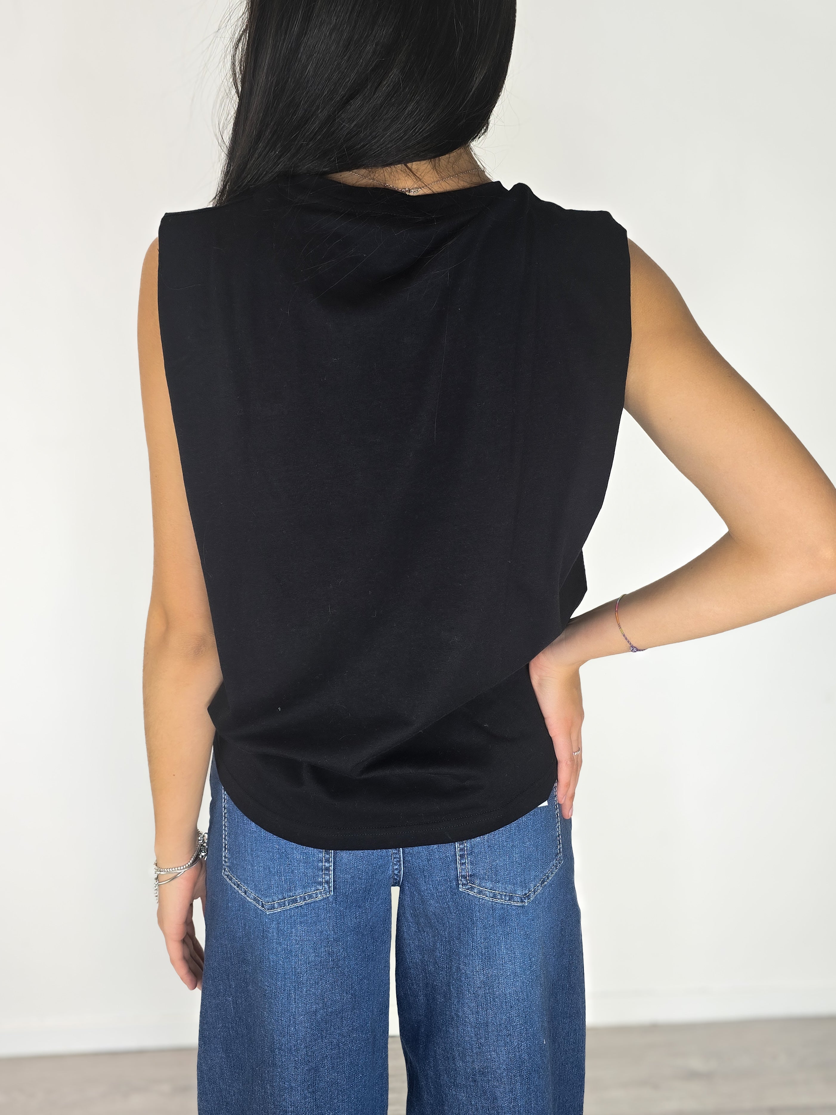 Please - T-shirt smanicata girocollo - Nero