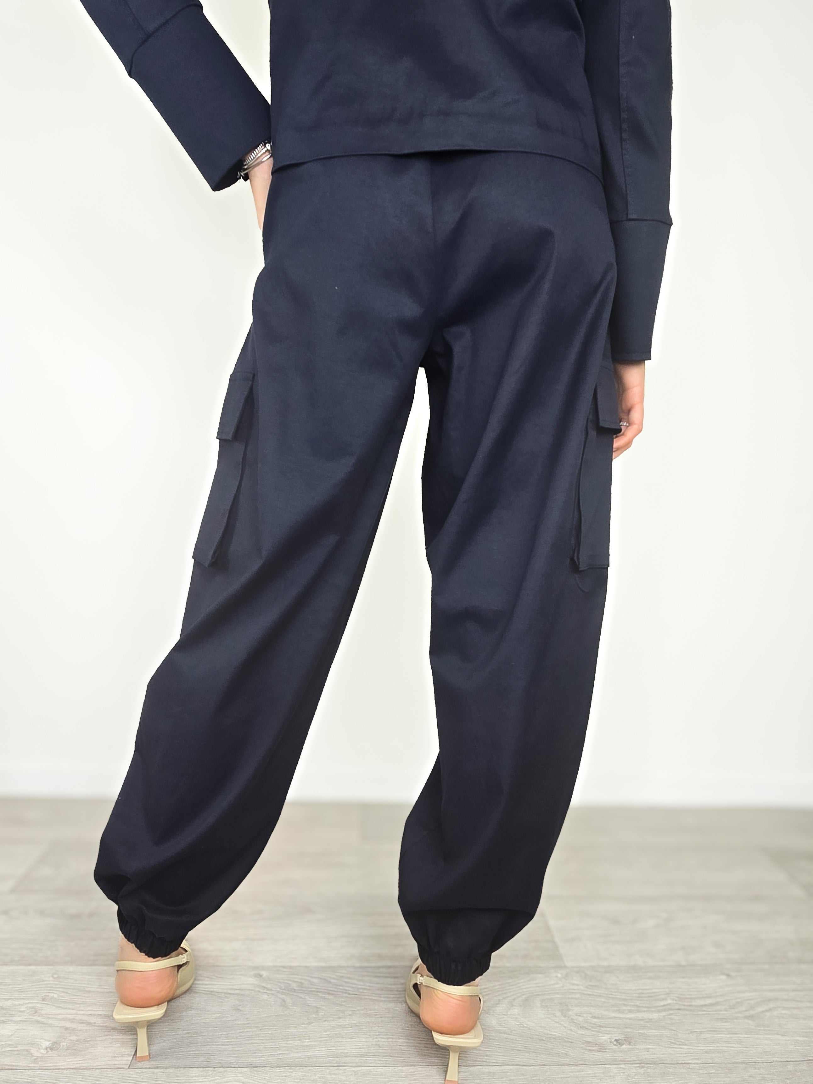 Kikisix - Pantalone cargo con elastico - BluKIKISIX