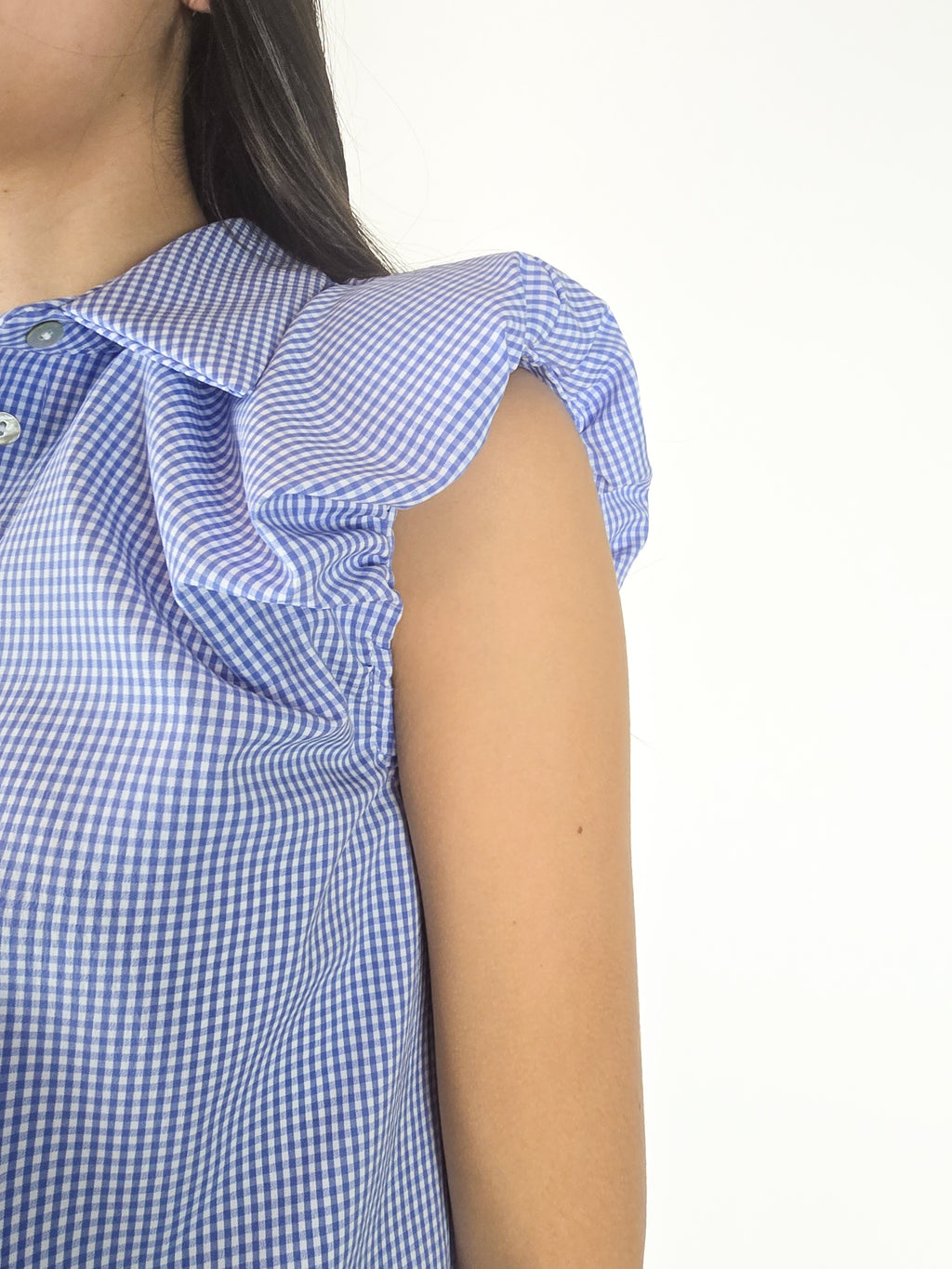 Haveone - Camicetta smanicata a quadri - Azzurro