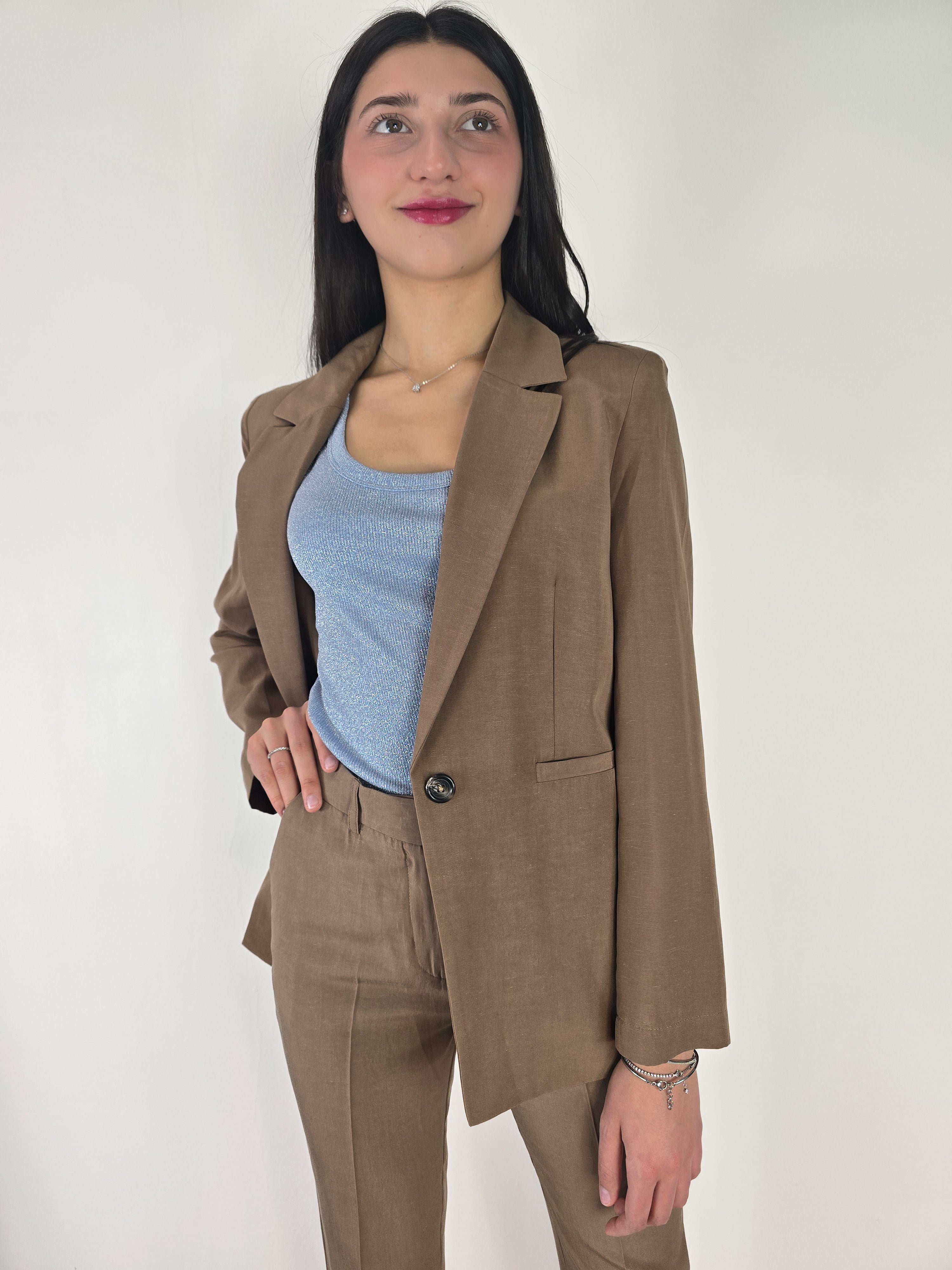 Please - Blazer misto lino - Biscotto