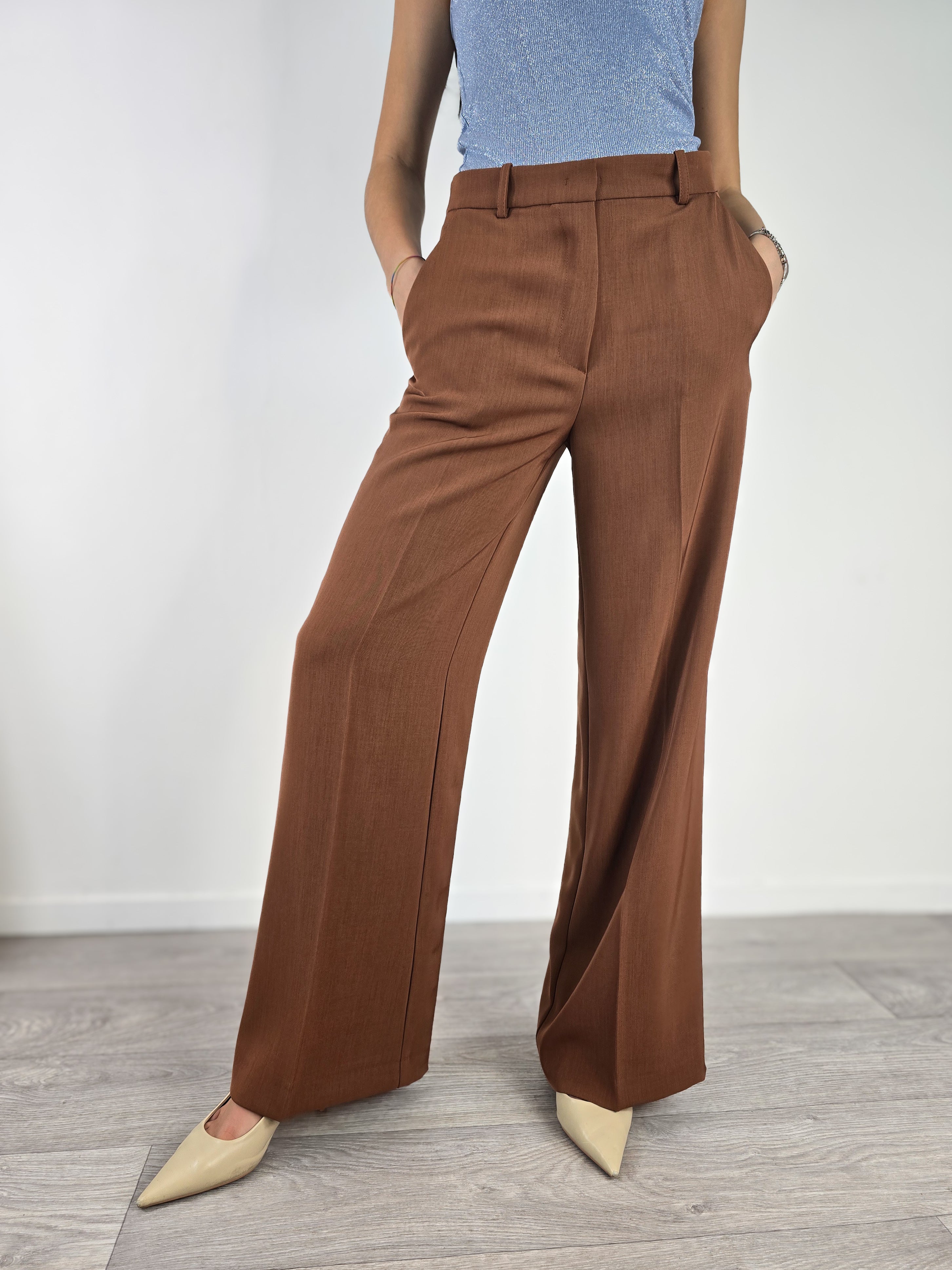 Gold - Pantalone a palazzo Veronica - Bruciato