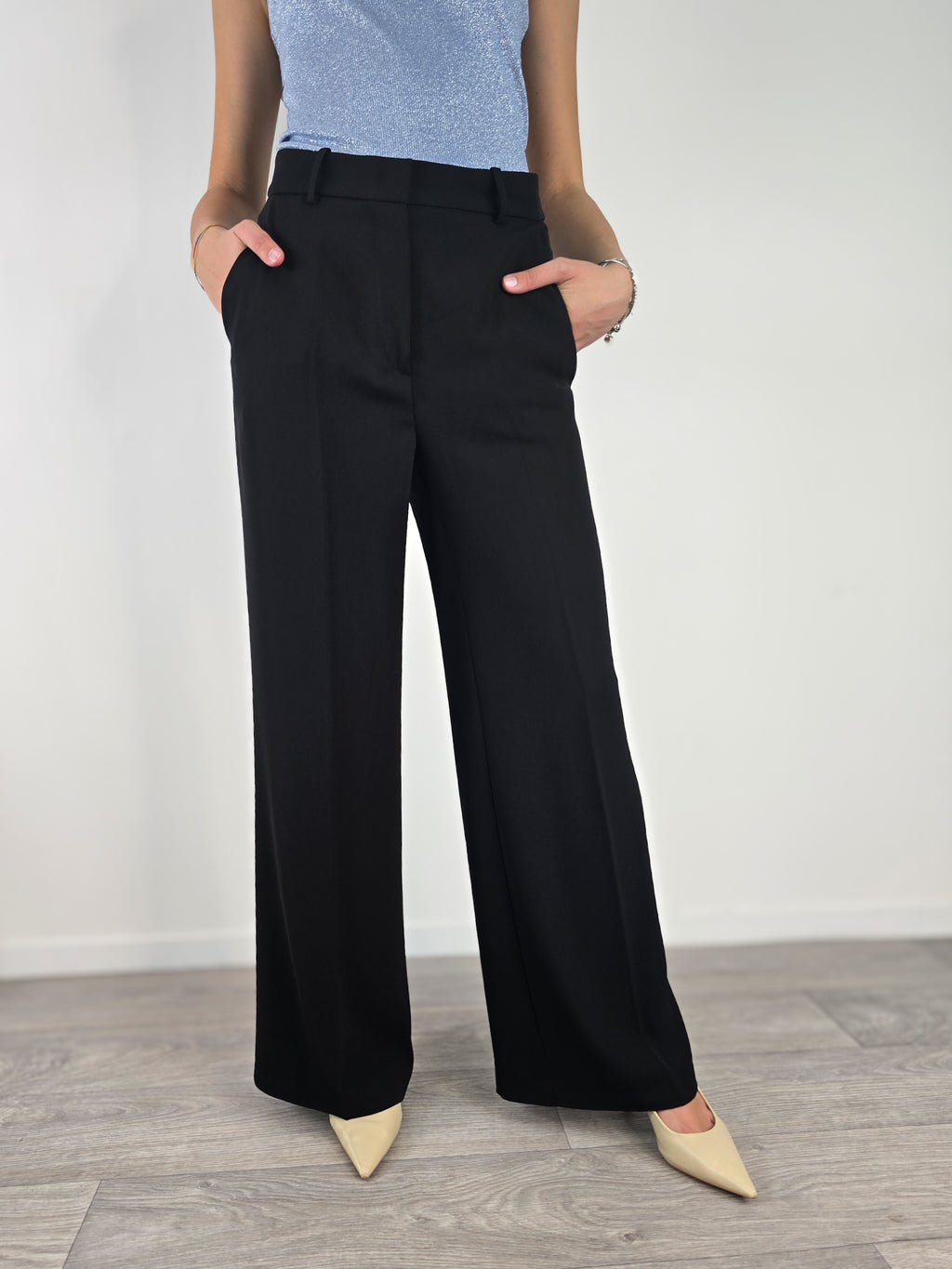 Gold - Pantalone a palazzo Veronica - Nero