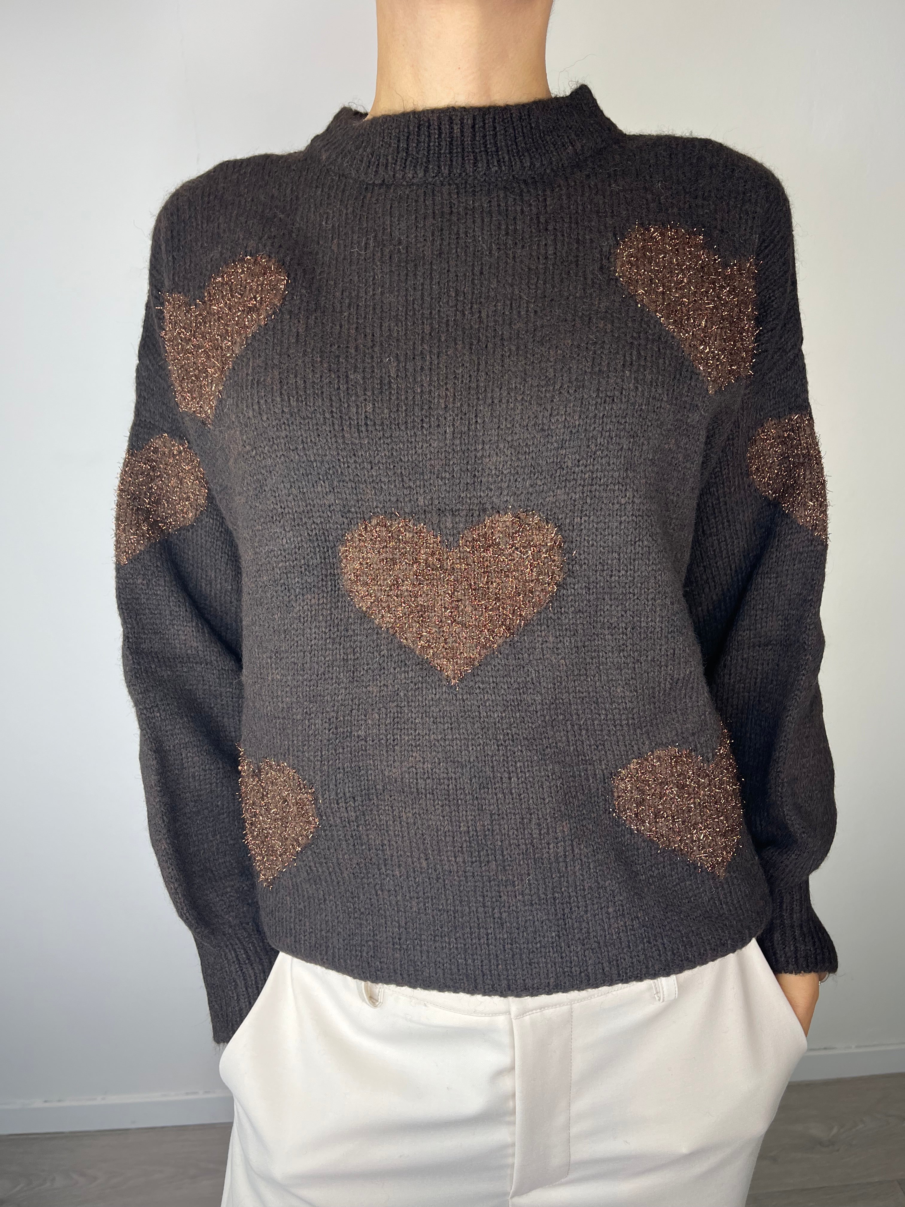 Maglioncino Cuori in lurex Moro - Kikisix