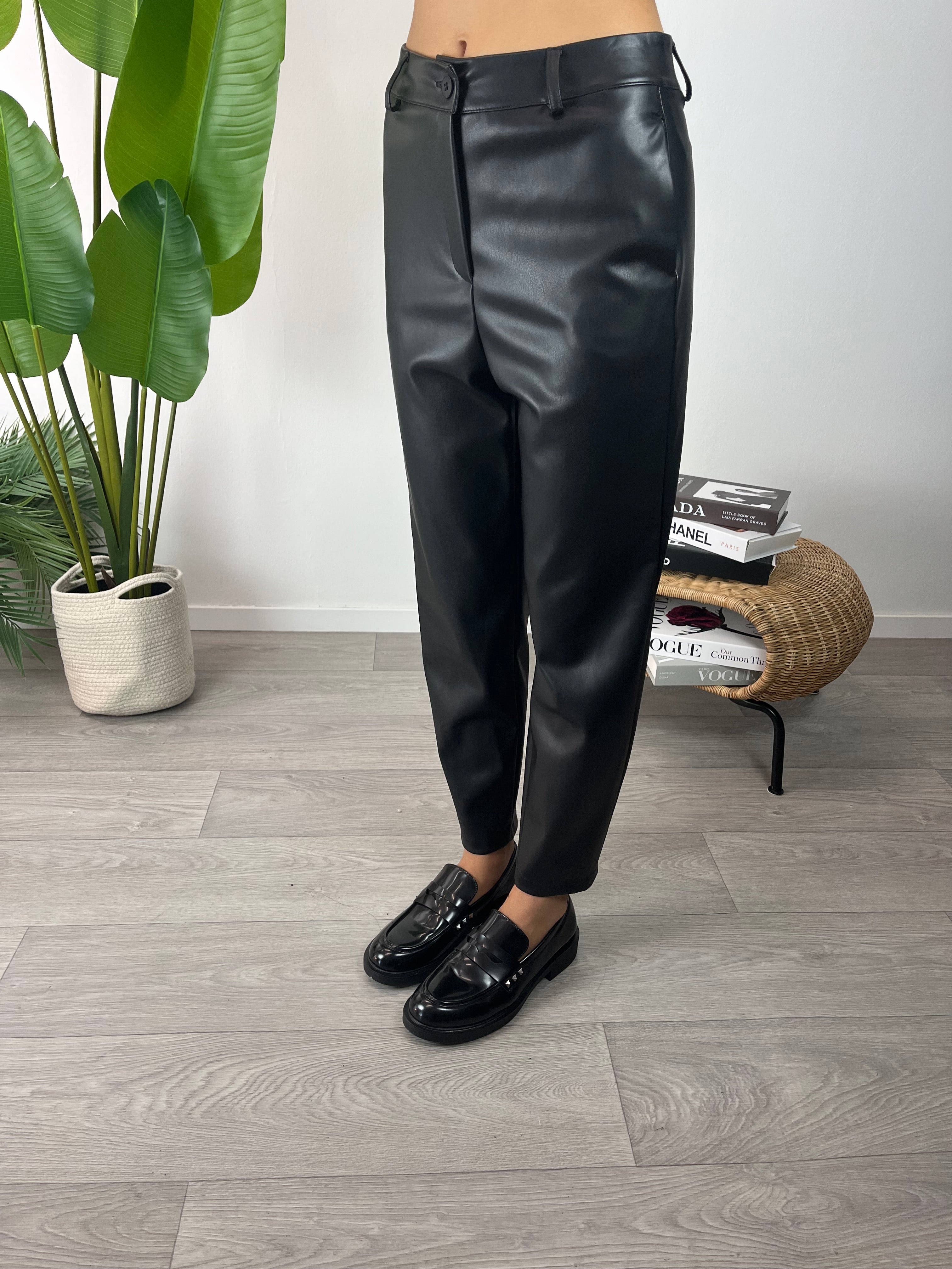 Pantaloni Ecopelle Neri Kikisix