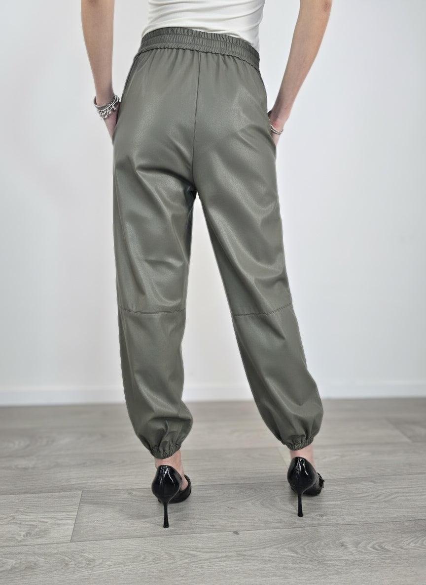 Kontatto - Jogger in ecopelle - Verde militare