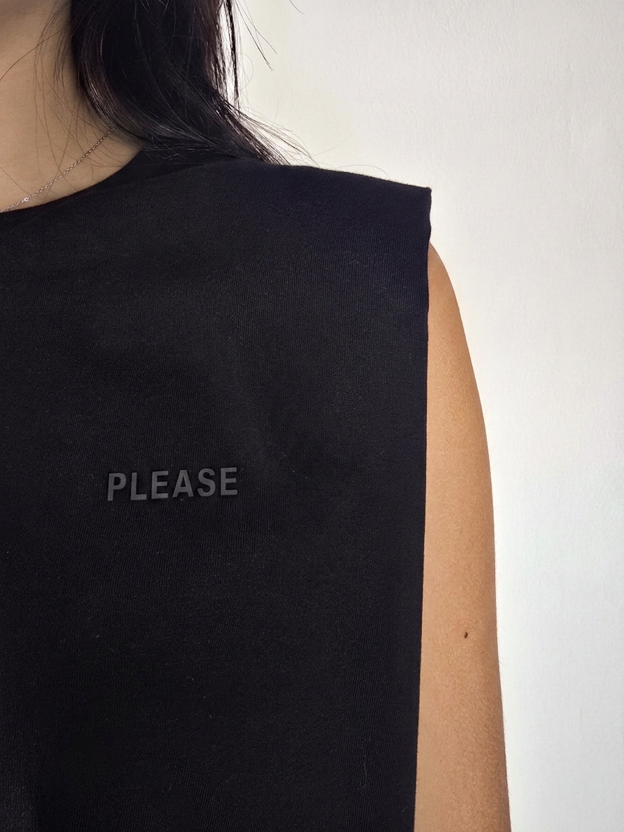 Please - T-shirt smanicata girocollo - Nero