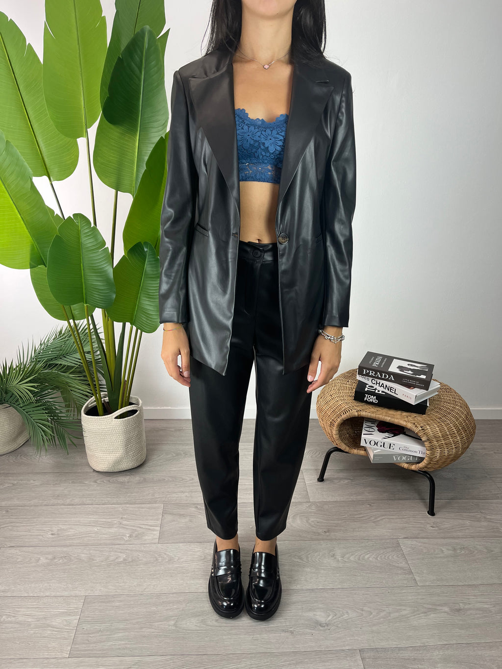 Blazer Ecopelle Nero Kikisix