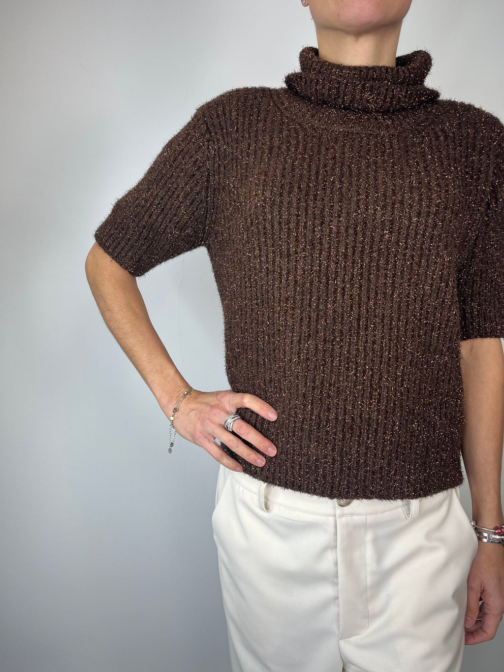 Maglioncino manica corta in lurex Moro - Kikisix