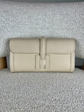Pochette in vera pelle con tracolla - Beige