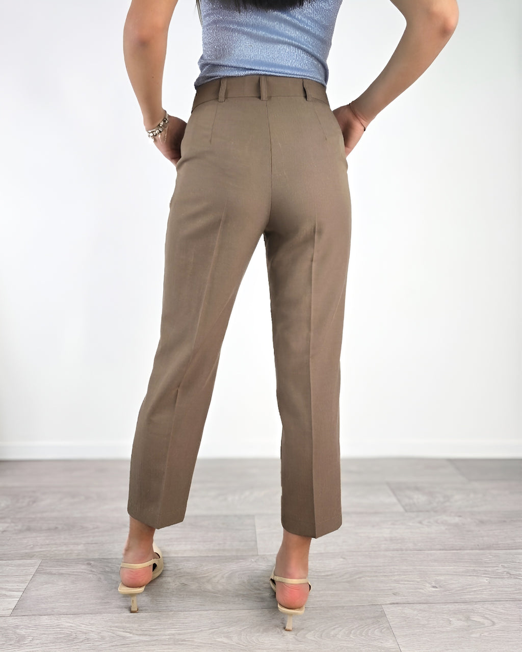 Please - Pantalone a sigaretta in misto lino - Biscotto