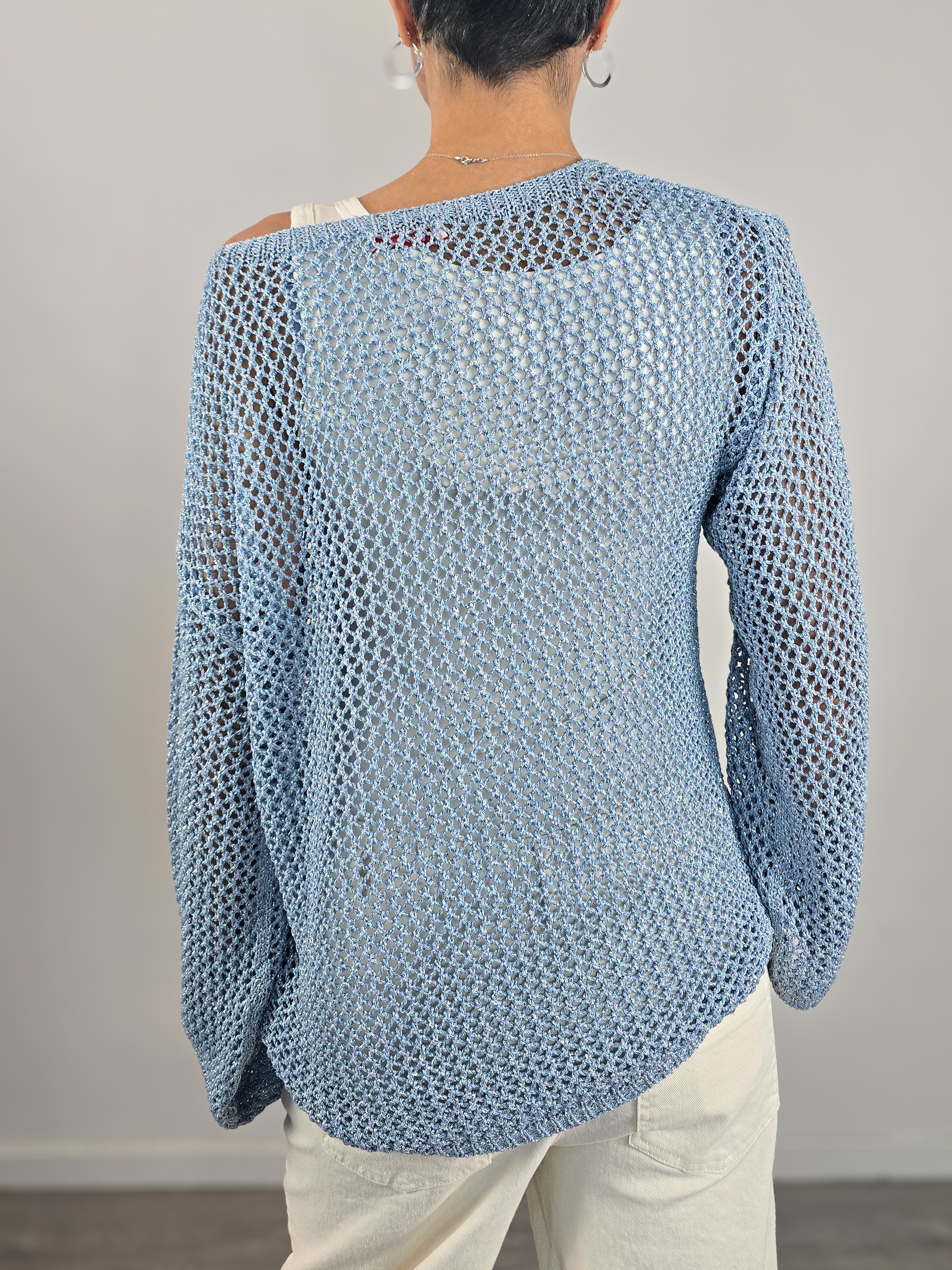 Kontatto - Maglia in rete e lurex - Azzurro