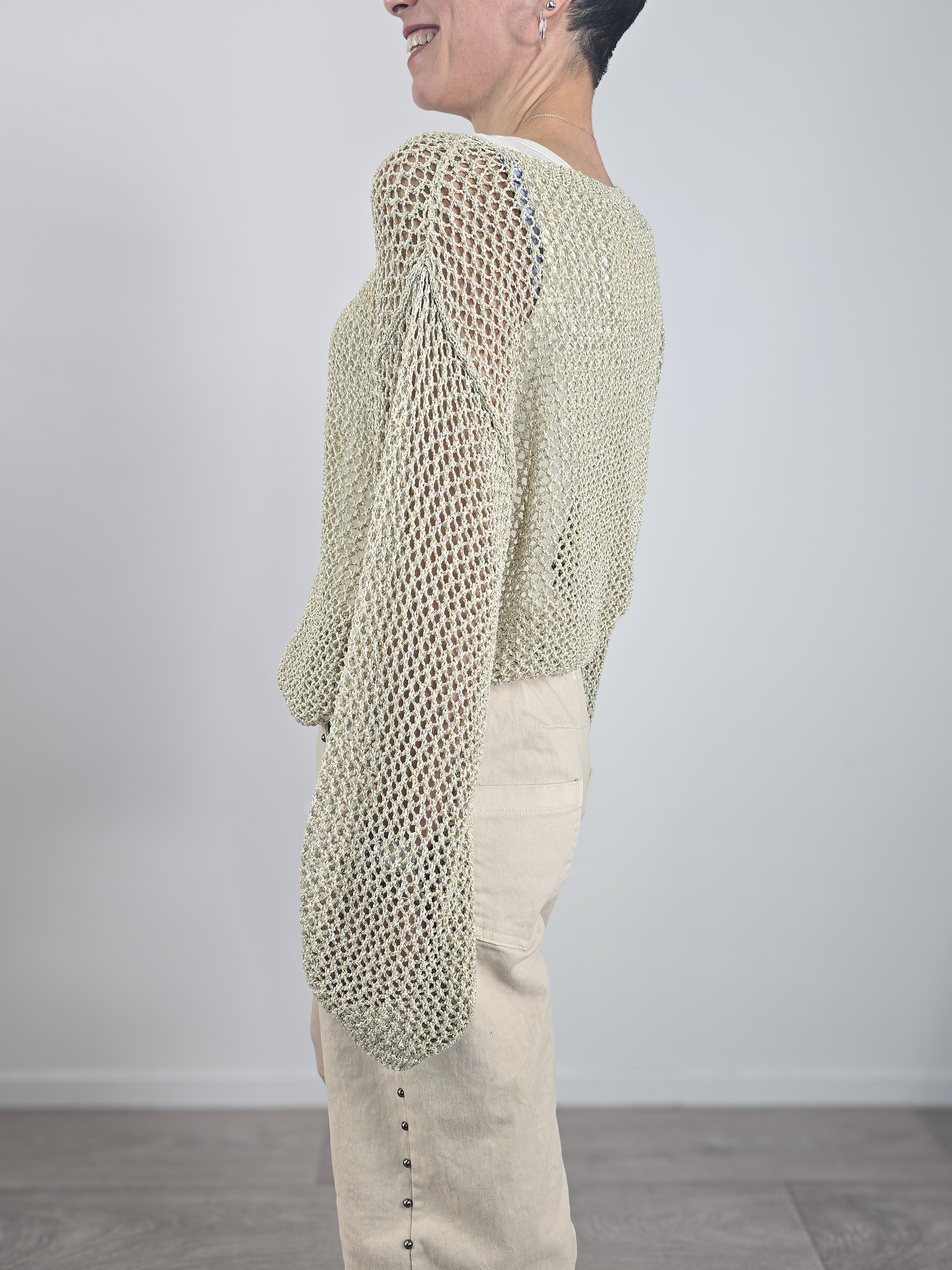 Kontatto - Maglia in rete e lurex - Giallo