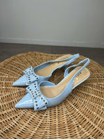 Slingback in vernice con fiocco - Azzurro