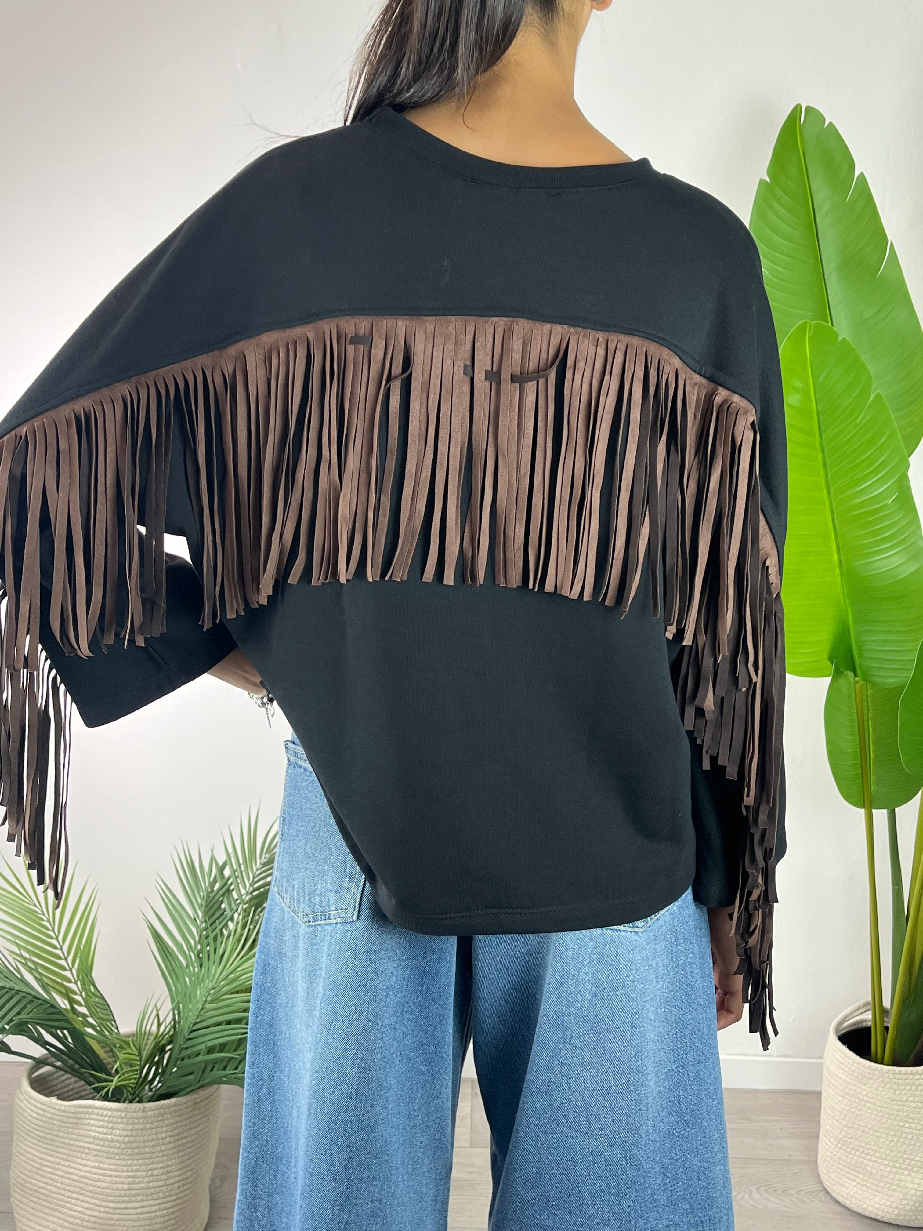 Felpa Frange Nera Kikisix