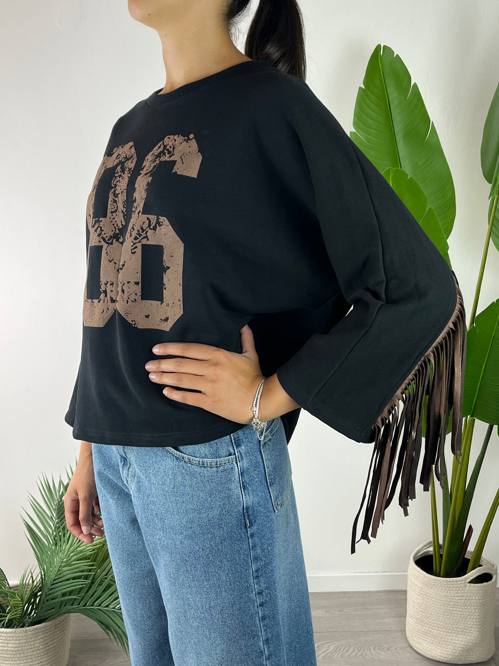 Felpa Frange Nera Kikisix