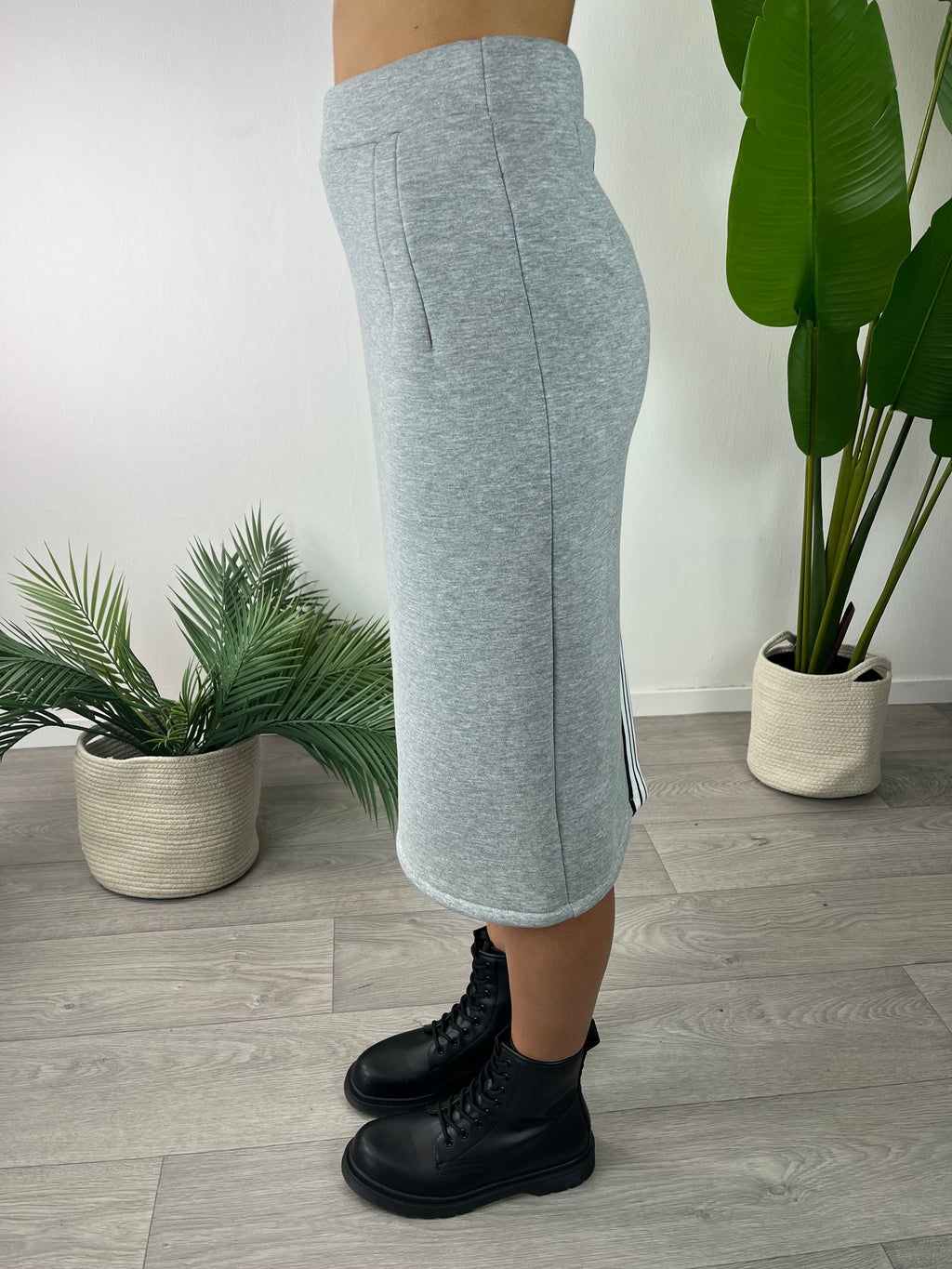 Gonna Righe Grigia Kikisix