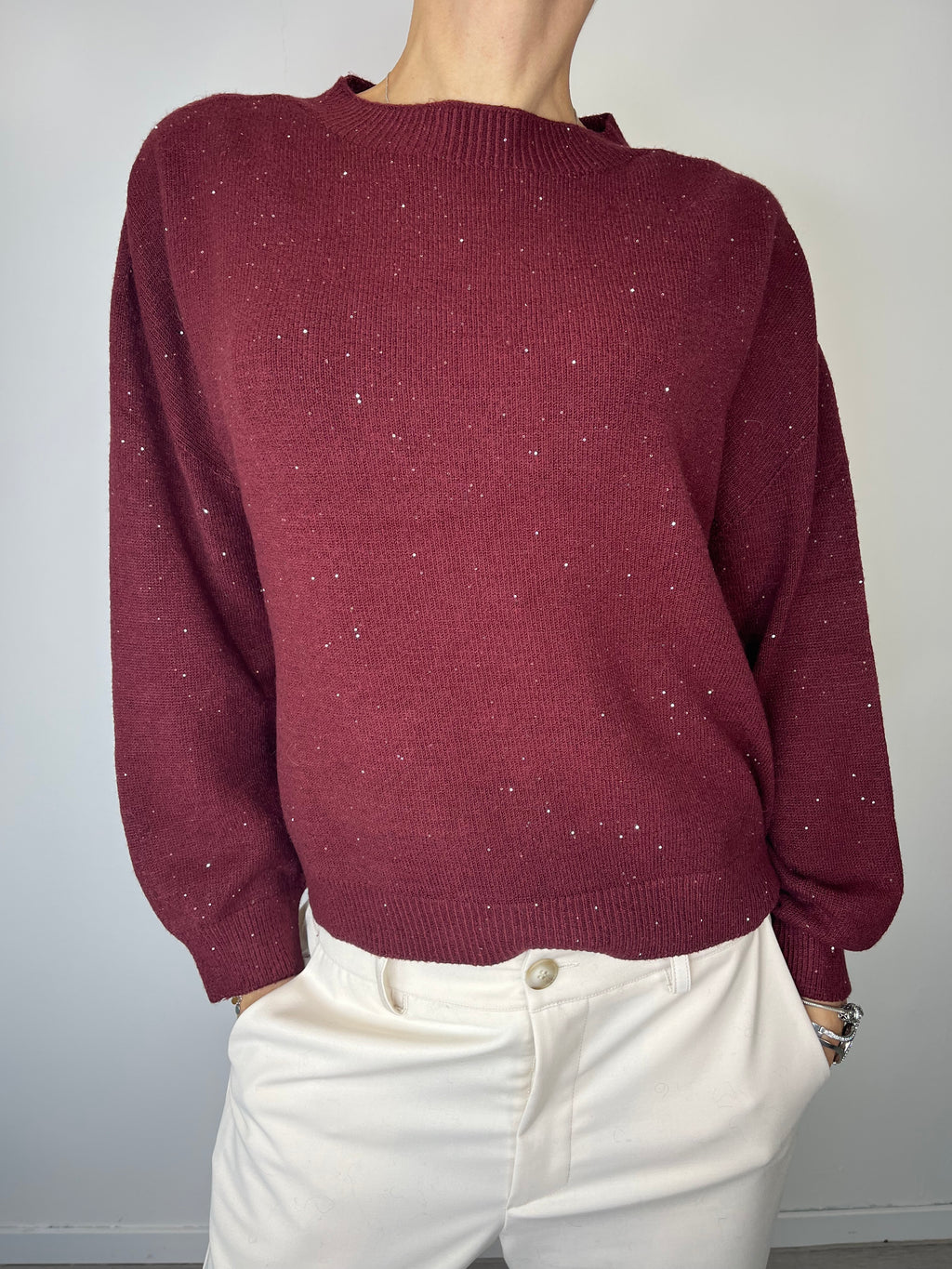 Maglioncino con micro paillettes Vinaccia - Haveone