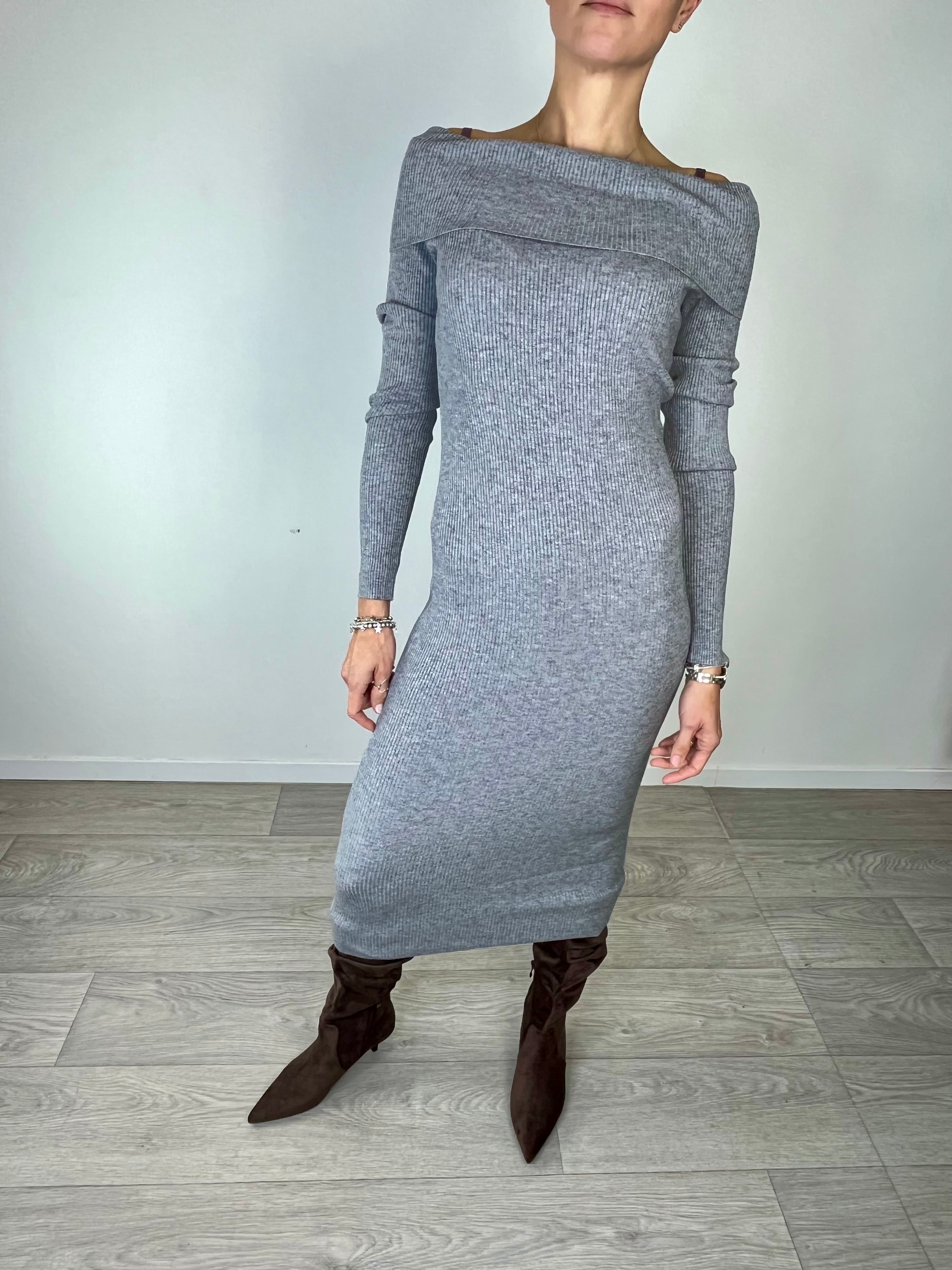 Abito lungo in maglia Grigio - Kikisix