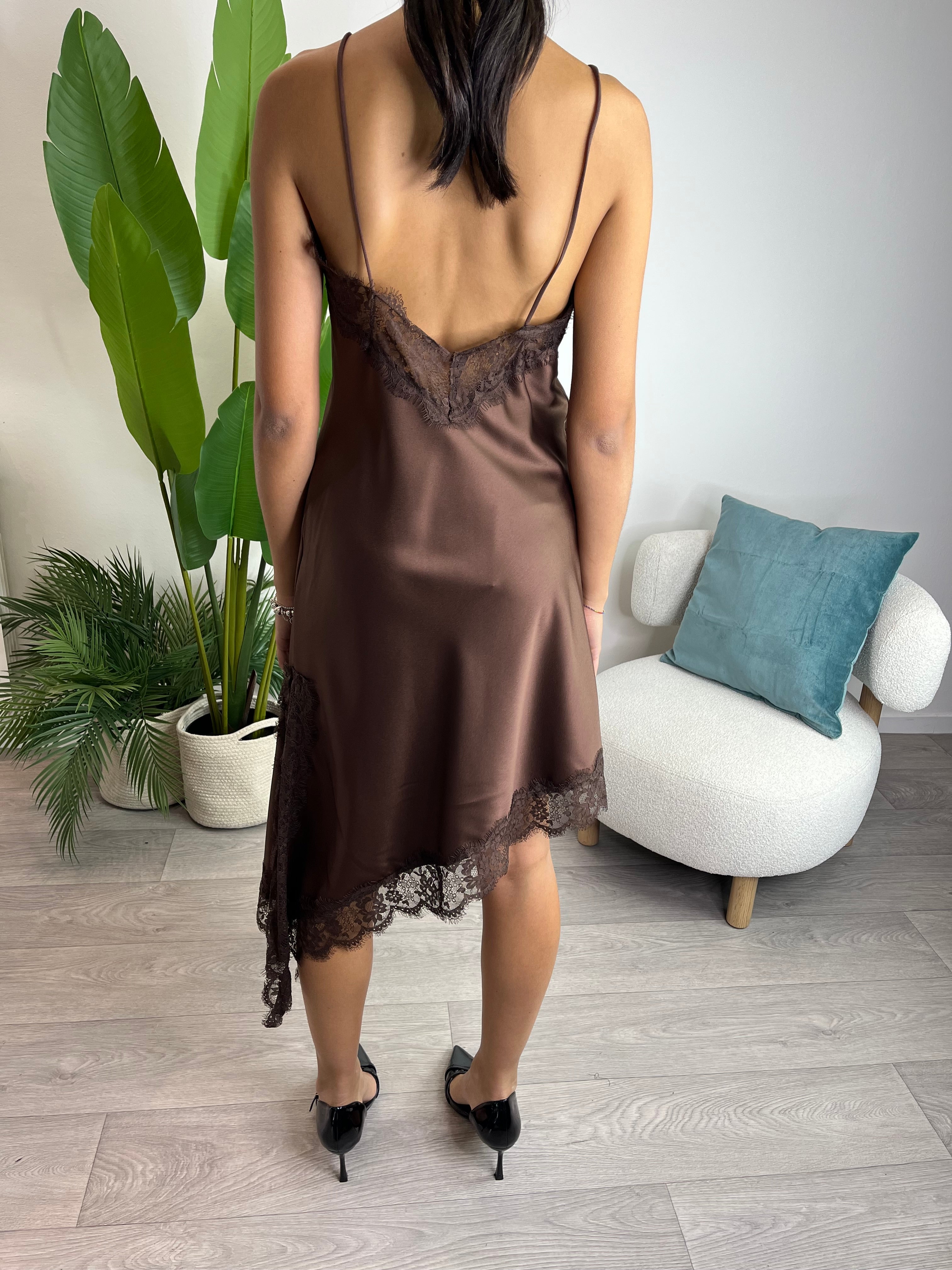 Abito Satin e Pizzo Moro - Saiph