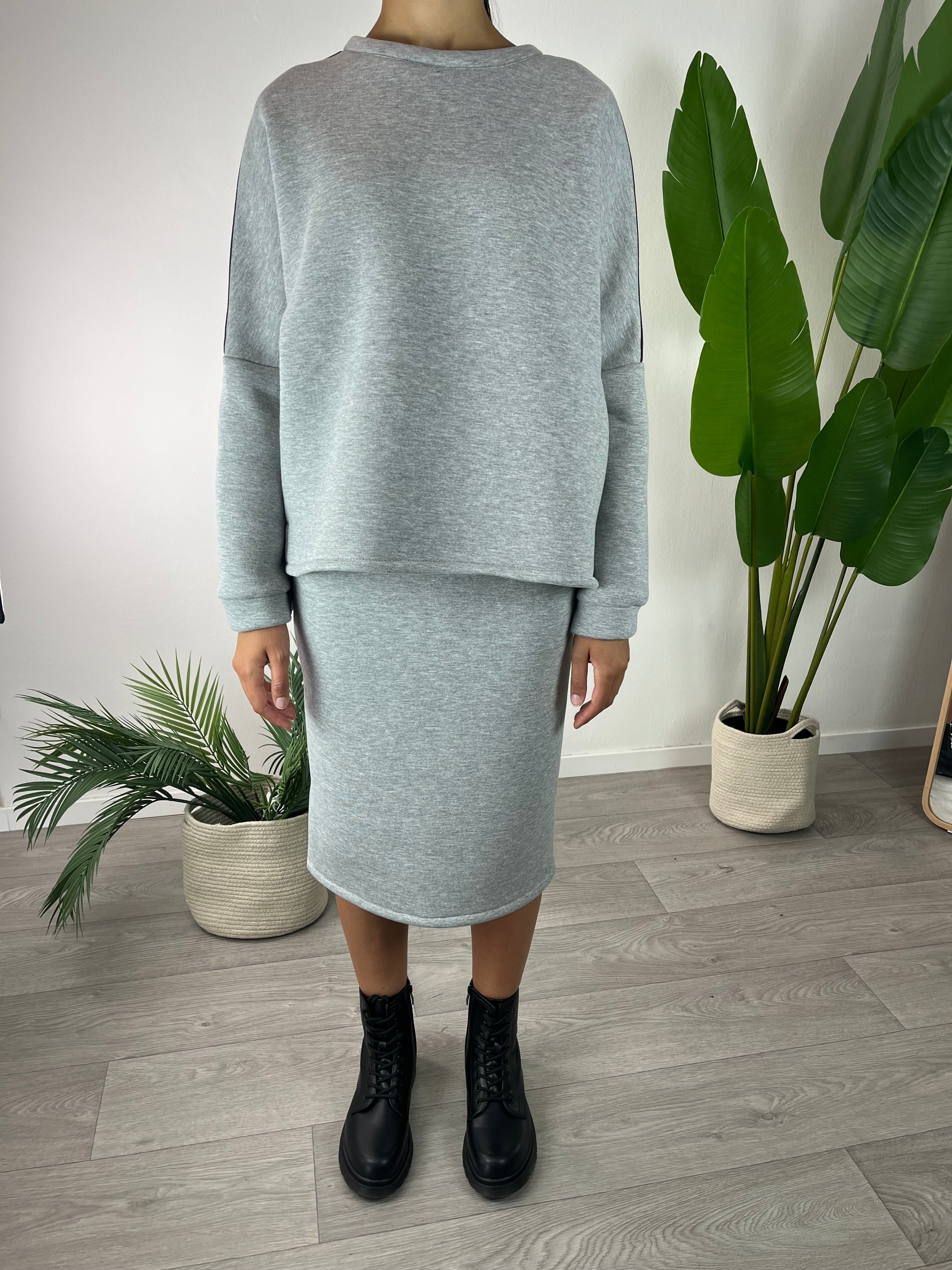 Gonna Righe Grigia Kikisix