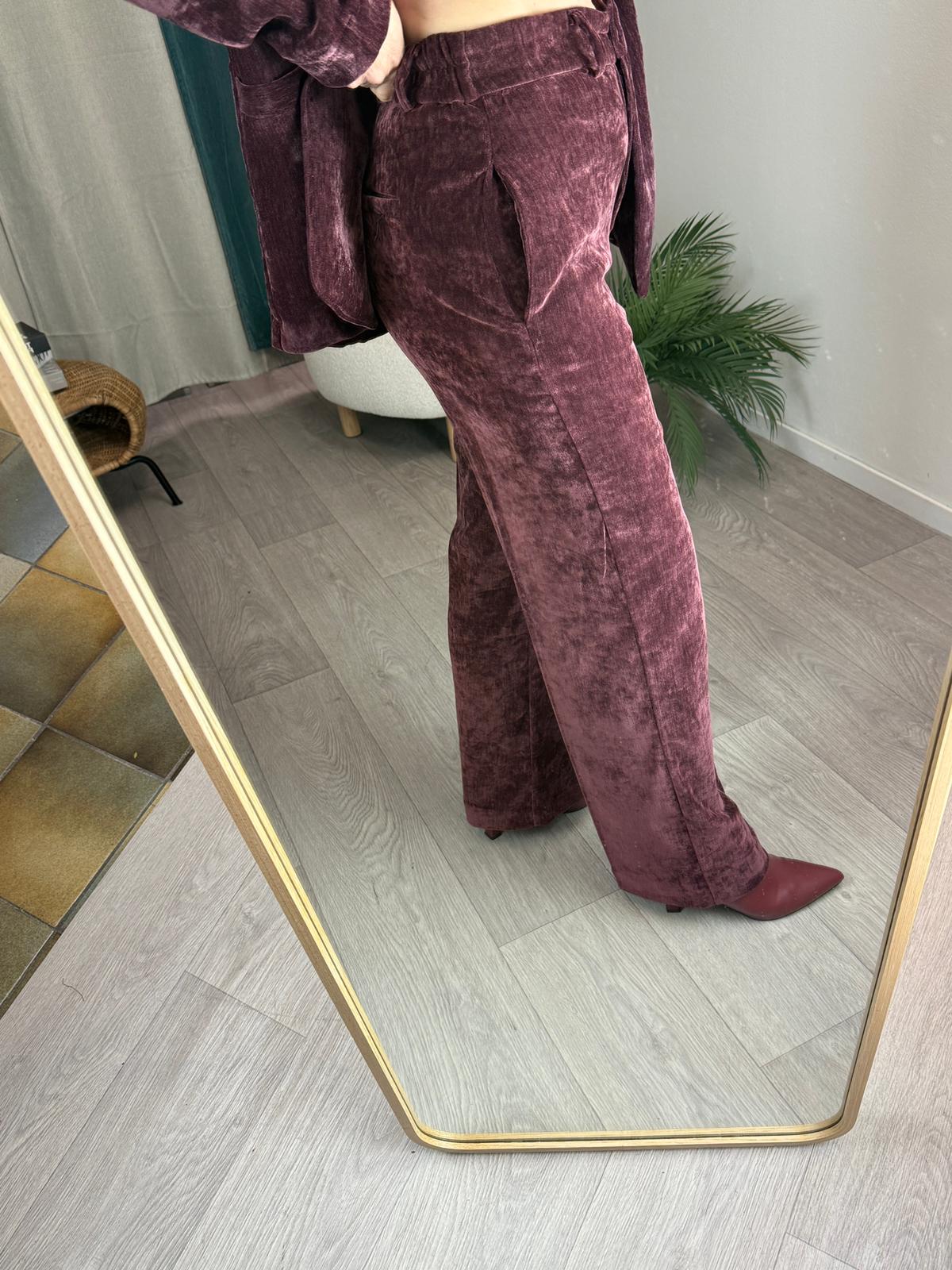 Pantalone Emma Bordeaux - Gold