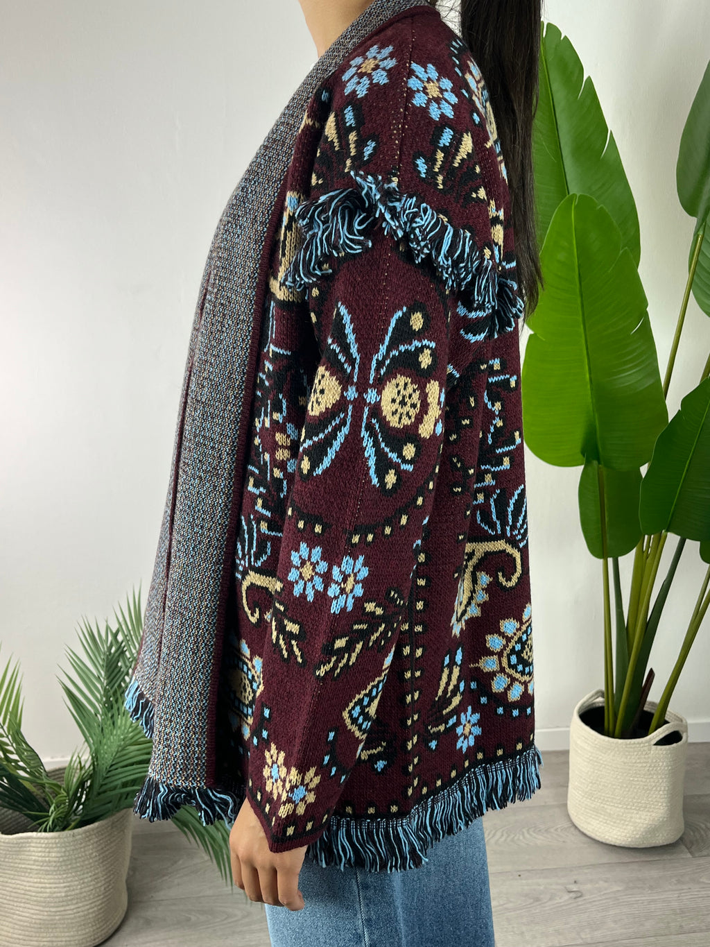 Cardigan Ikat Bordeaux Tensione In