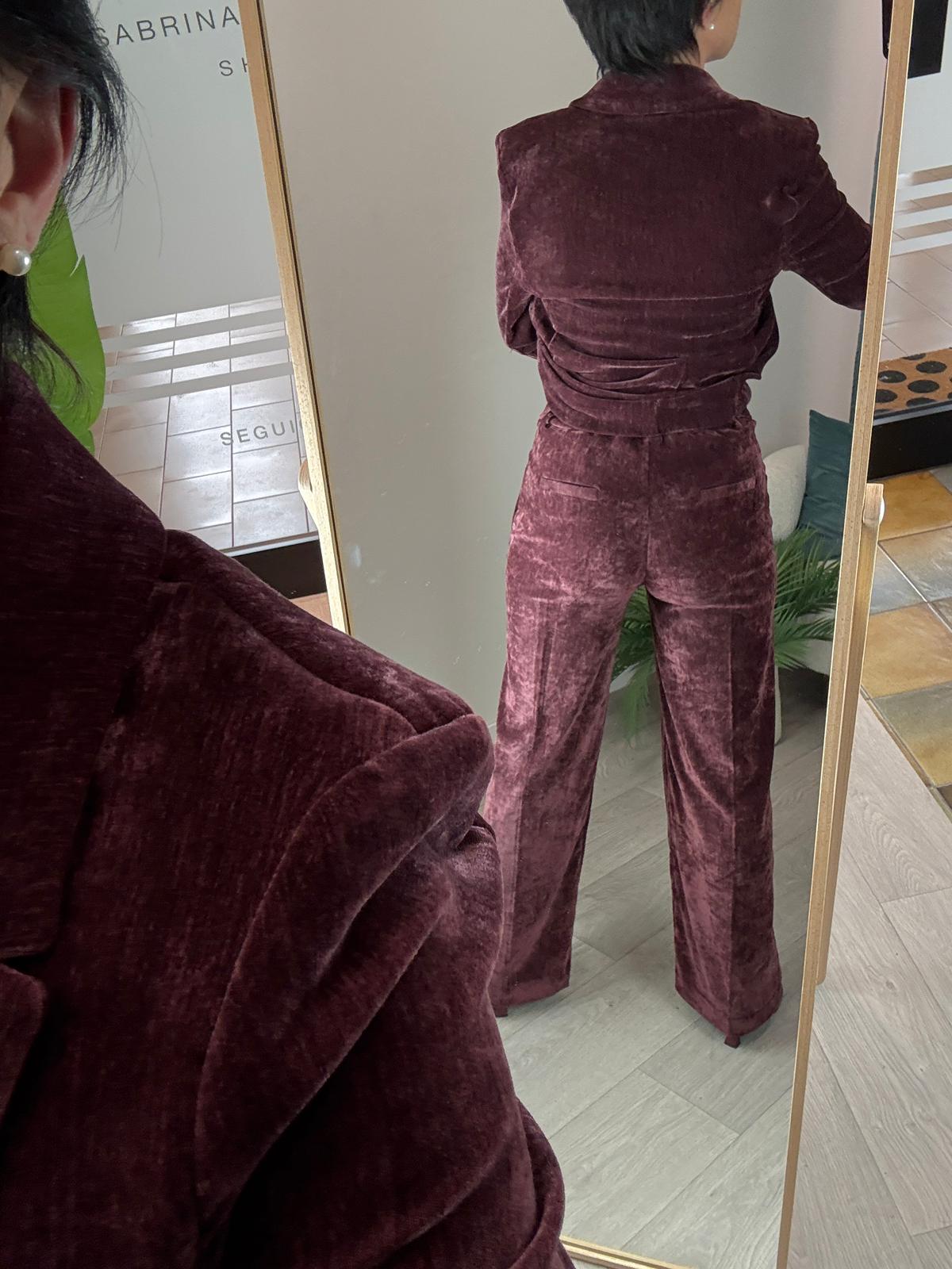 Pantalone Emma Bordeaux - Gold