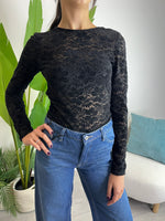 Body velluto e pizzo Nero - Saiph