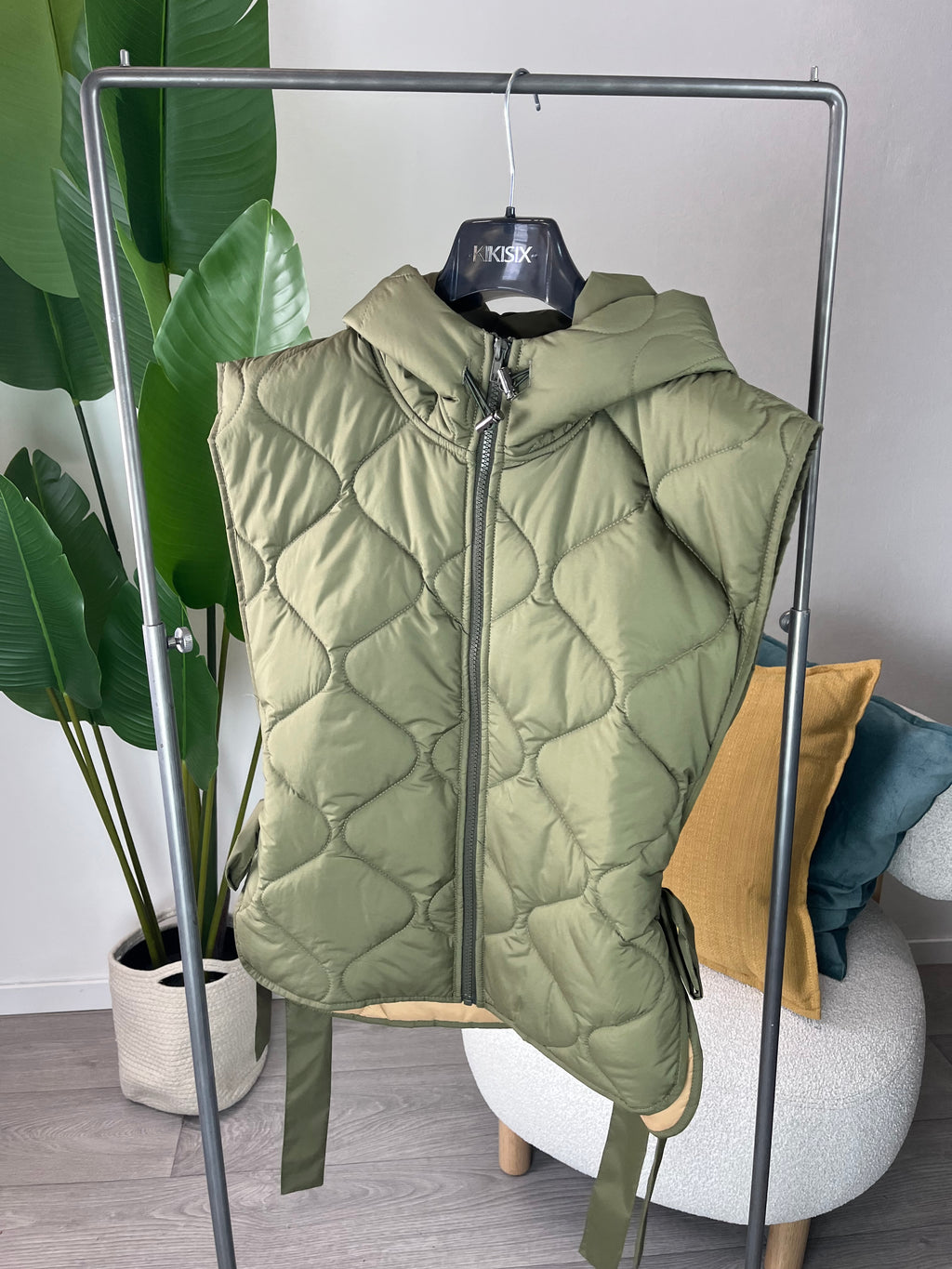 Gilet Trapuntato Verde Militare Kikisix