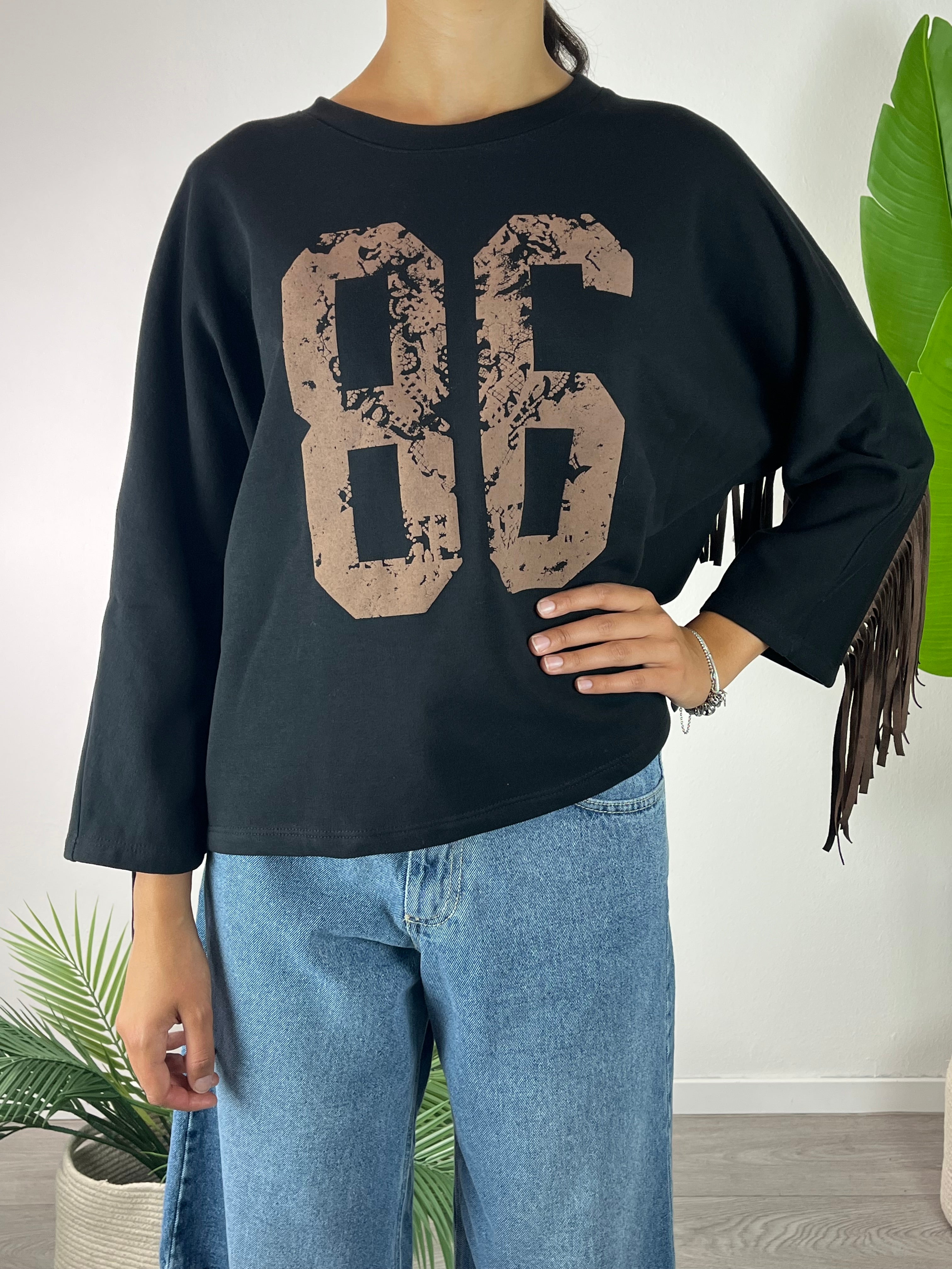 Felpa Frange Nera Kikisix