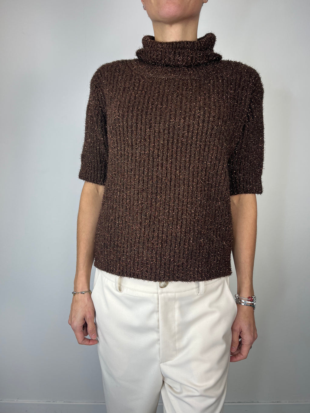 Maglioncino manica corta in lurex Moro - Kikisix