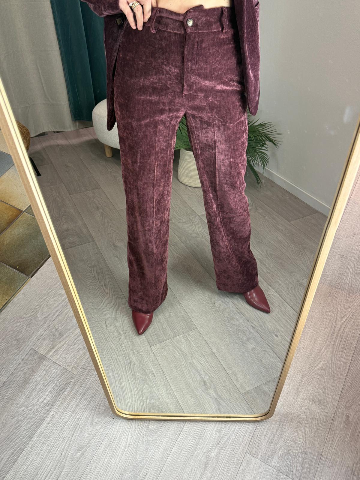 Pantalone Emma Bordeaux - Gold
