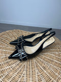 Slingback in vernice con fiocco - Nero