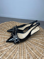 Slingback in vernice con fiocco - Nero
