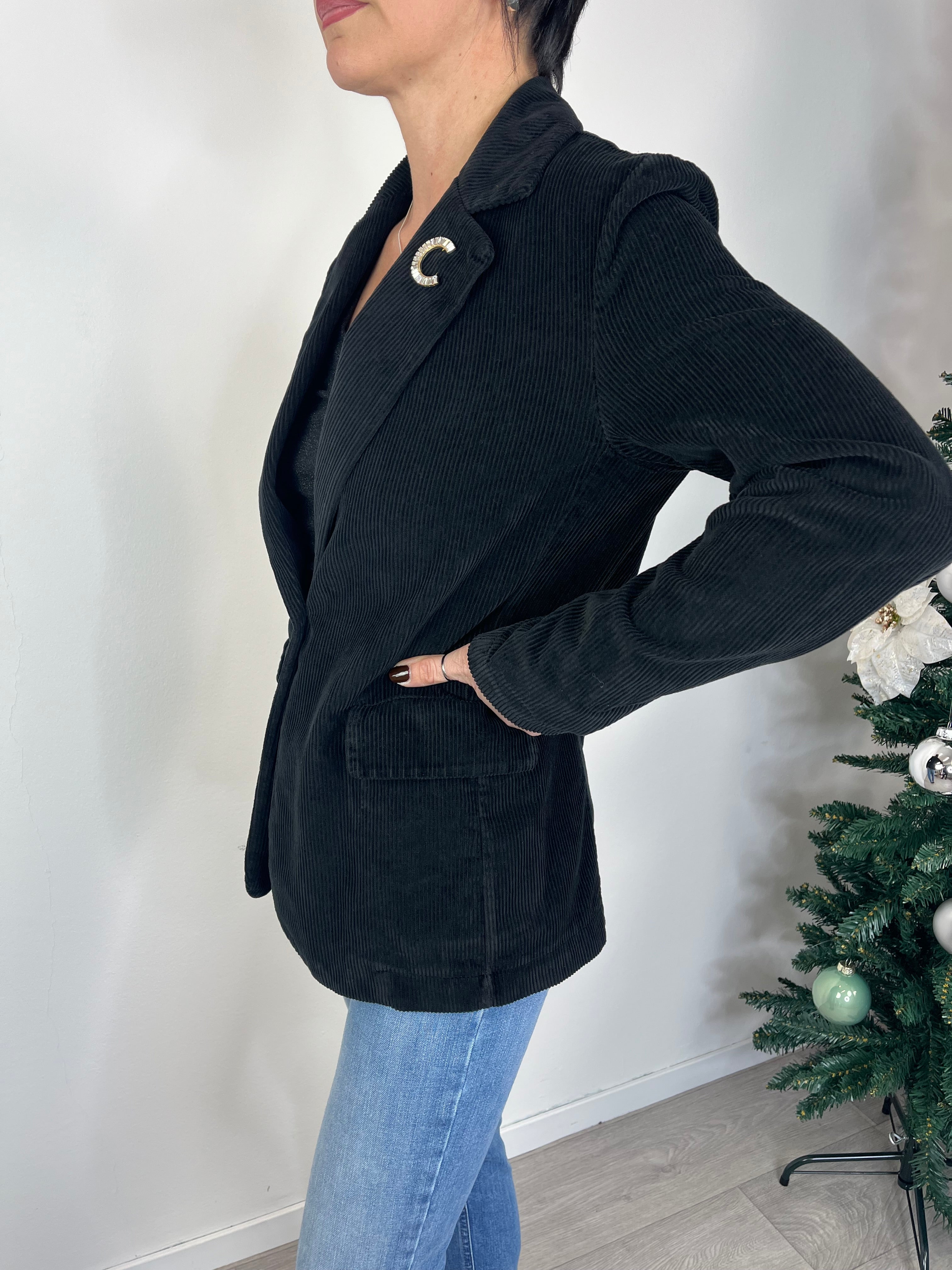 Blazer in velluto a coste Nero - Kikisix
