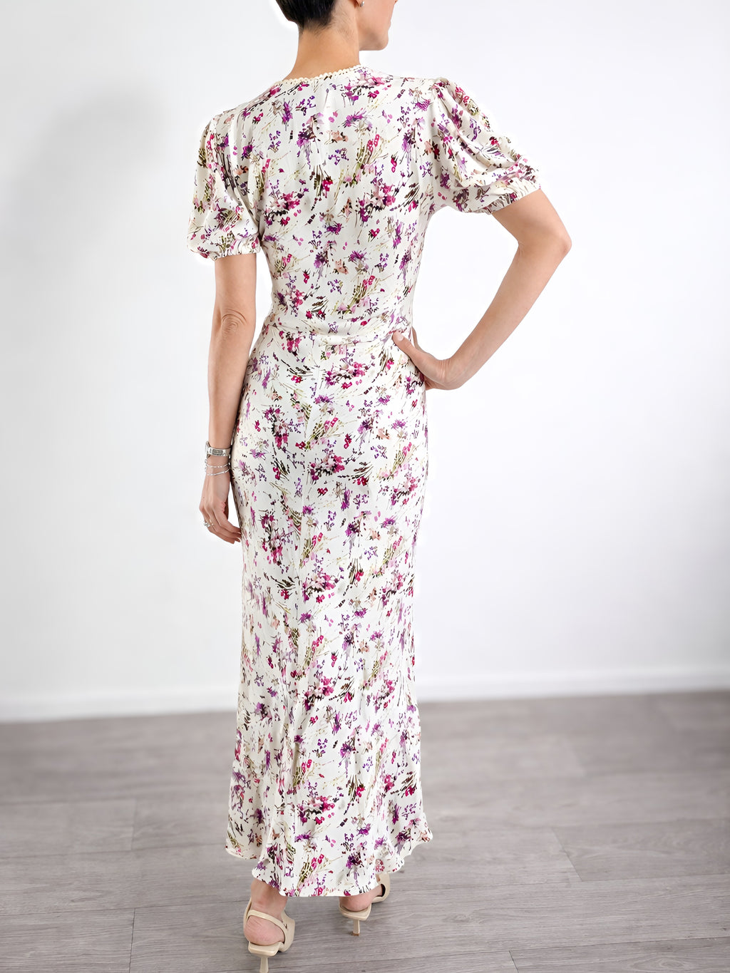 Kikisix - Abito lungo a fantasia - Burro e Rosa