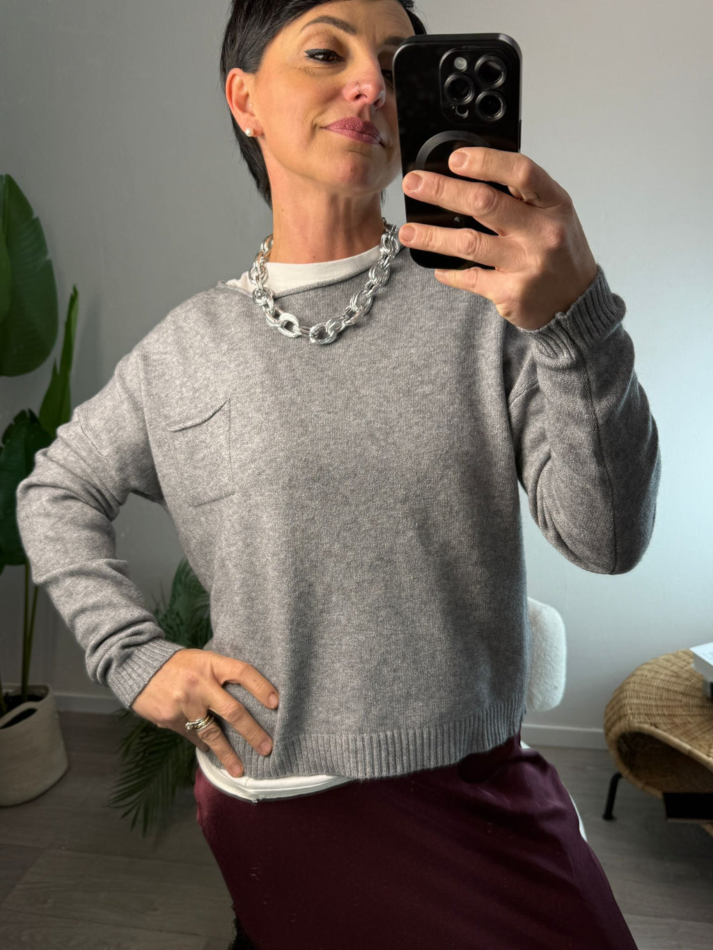 Maglioncino con taschino Bordeaux - Kikisix