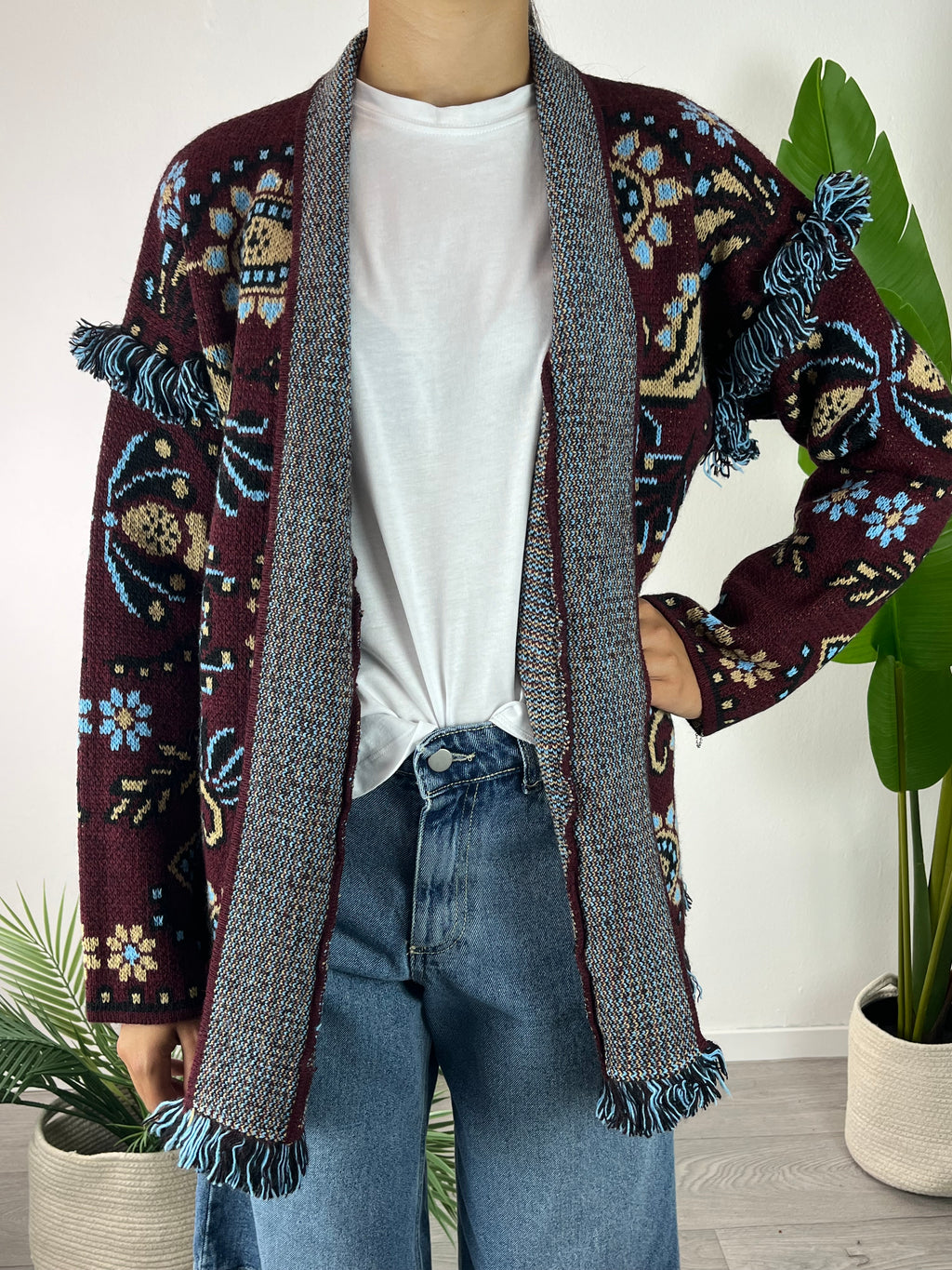 Cardigan Ikat Bordeaux Tensione In