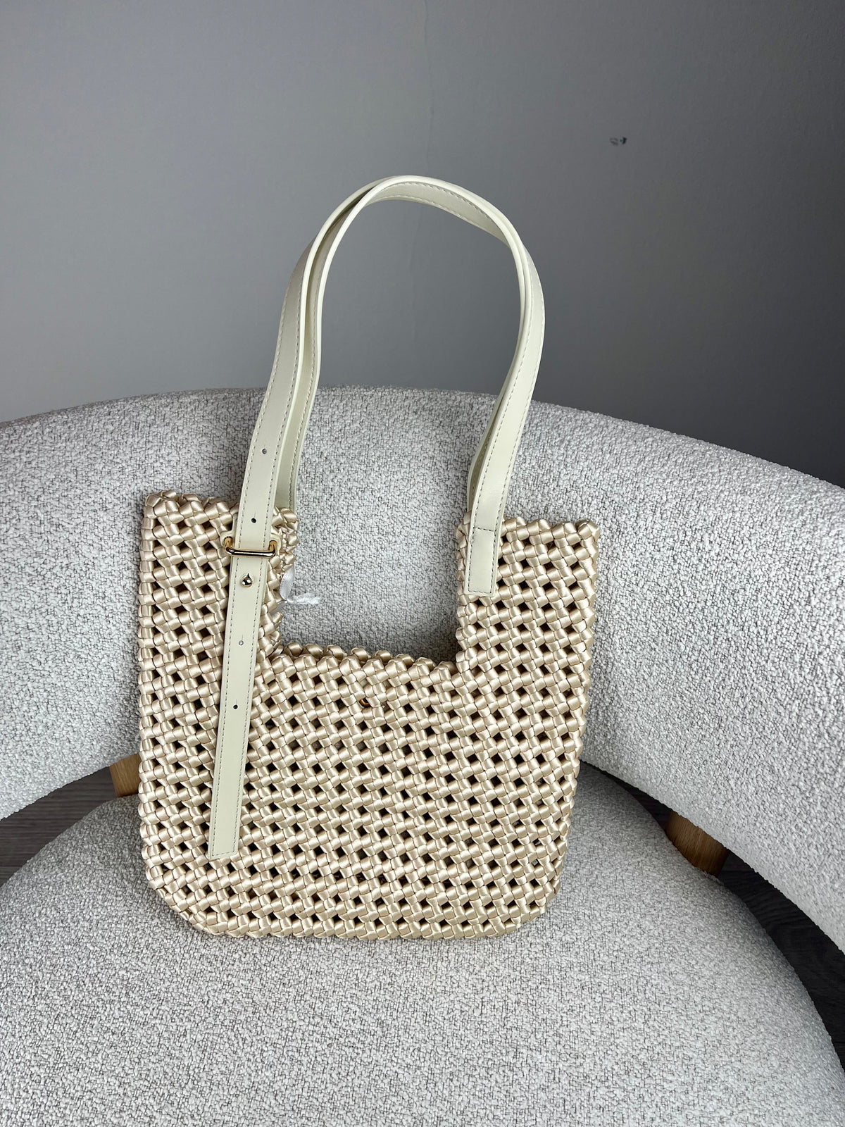 Borsa a spalla intrecciata - Vaniglia