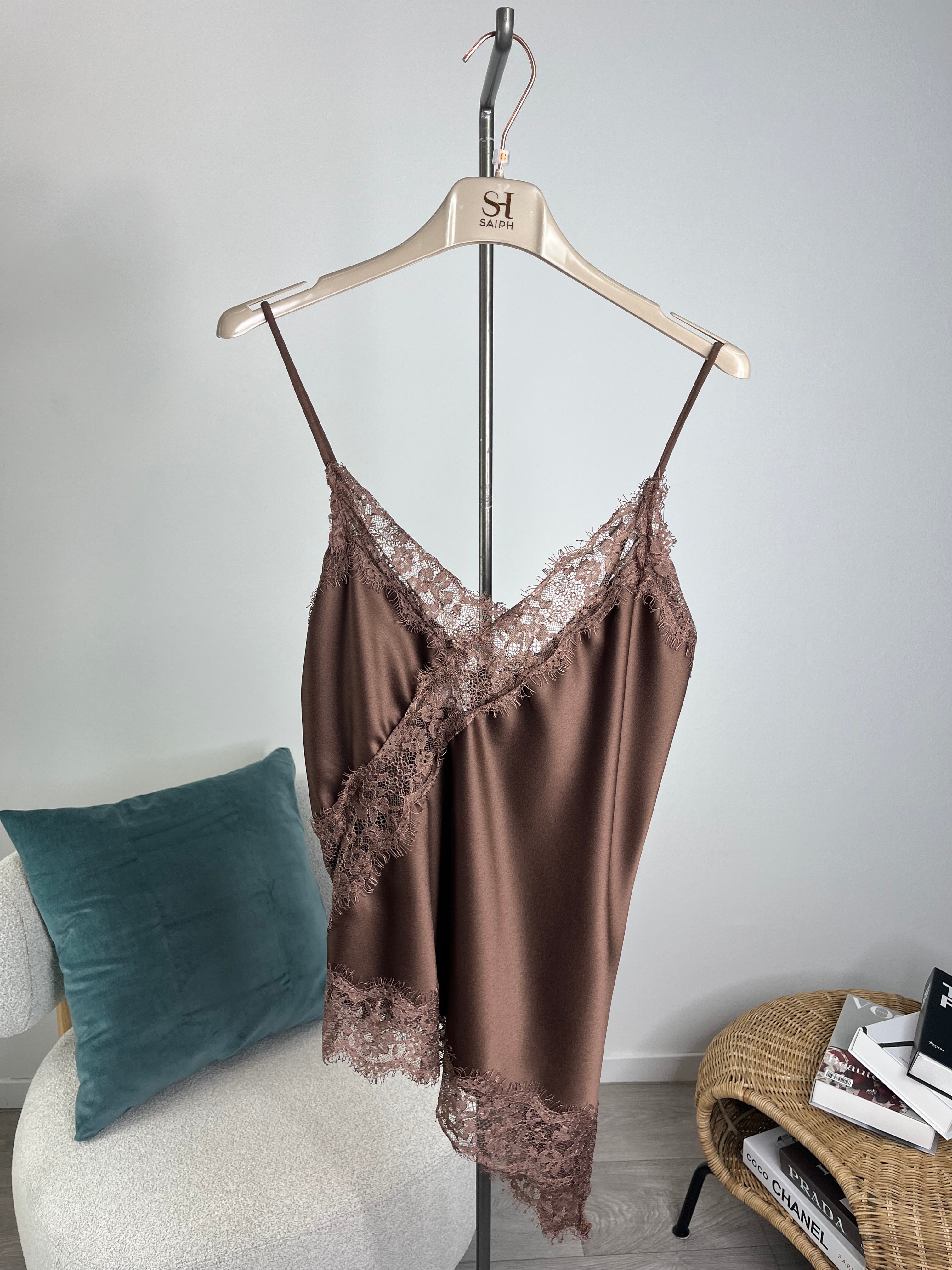 Top Satin e Pizzo Moro - Saiph