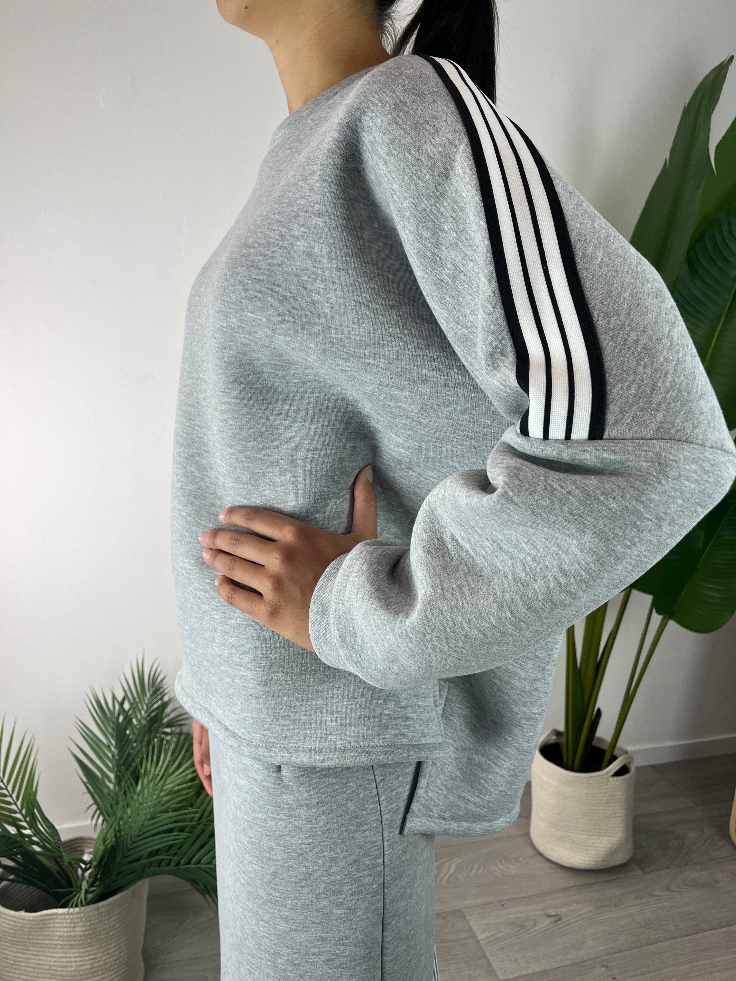 Felpa Righe Grigia Kikisix