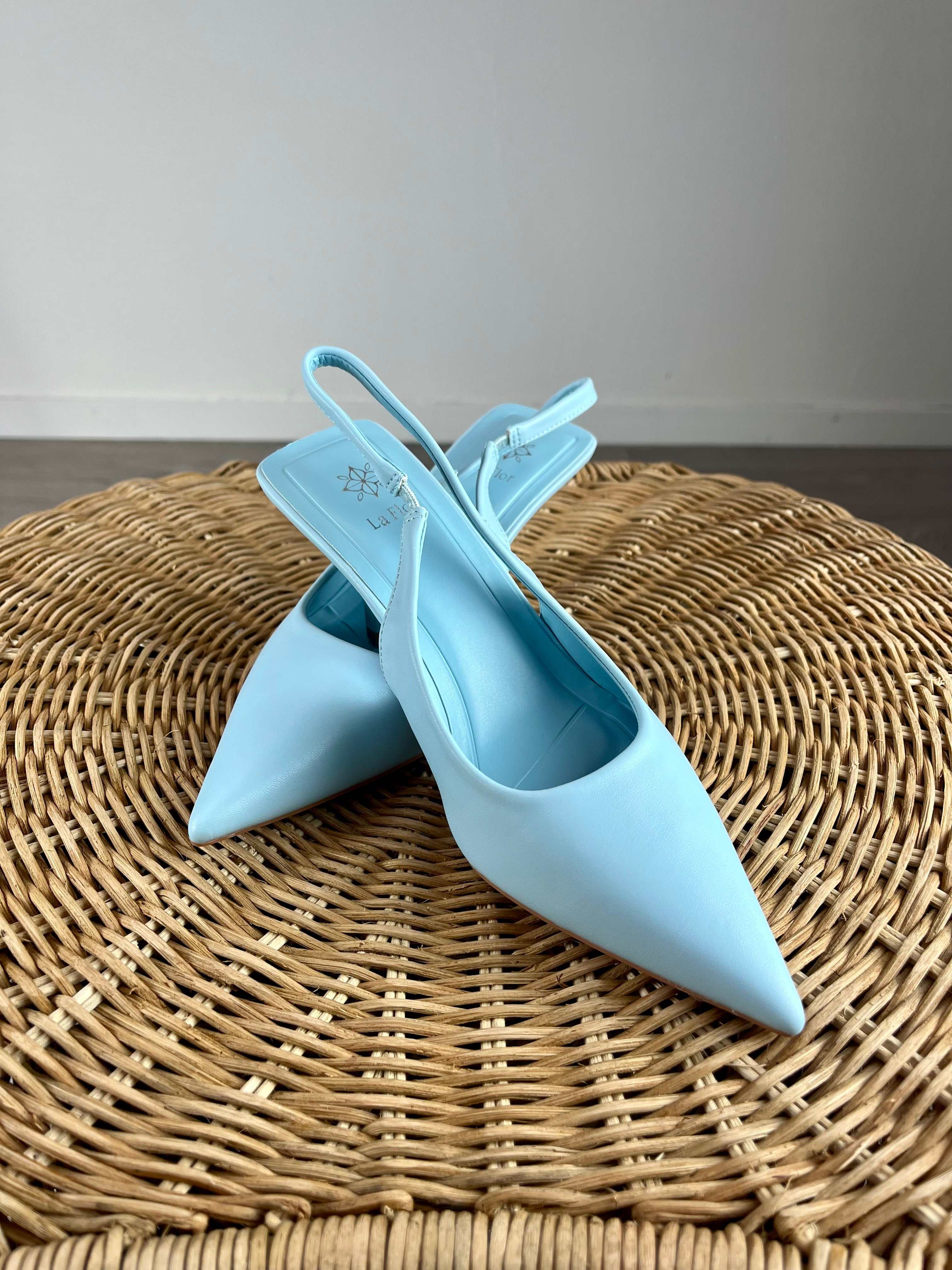 Slingback a punta - Azzurro