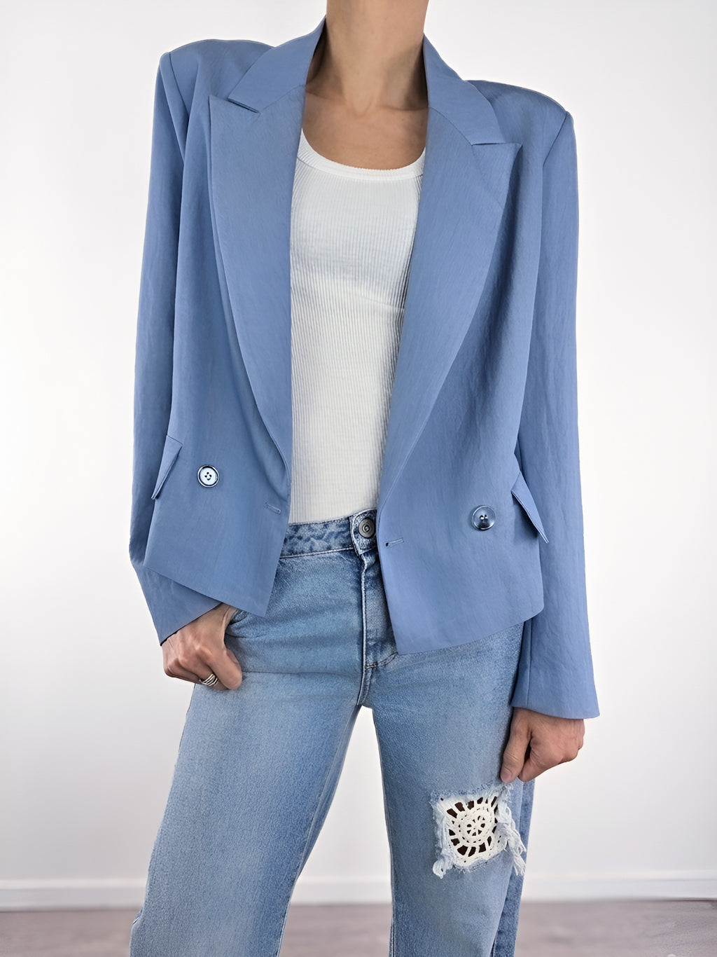 You Decide - Blazer cropped doppiopetto - Azzurro