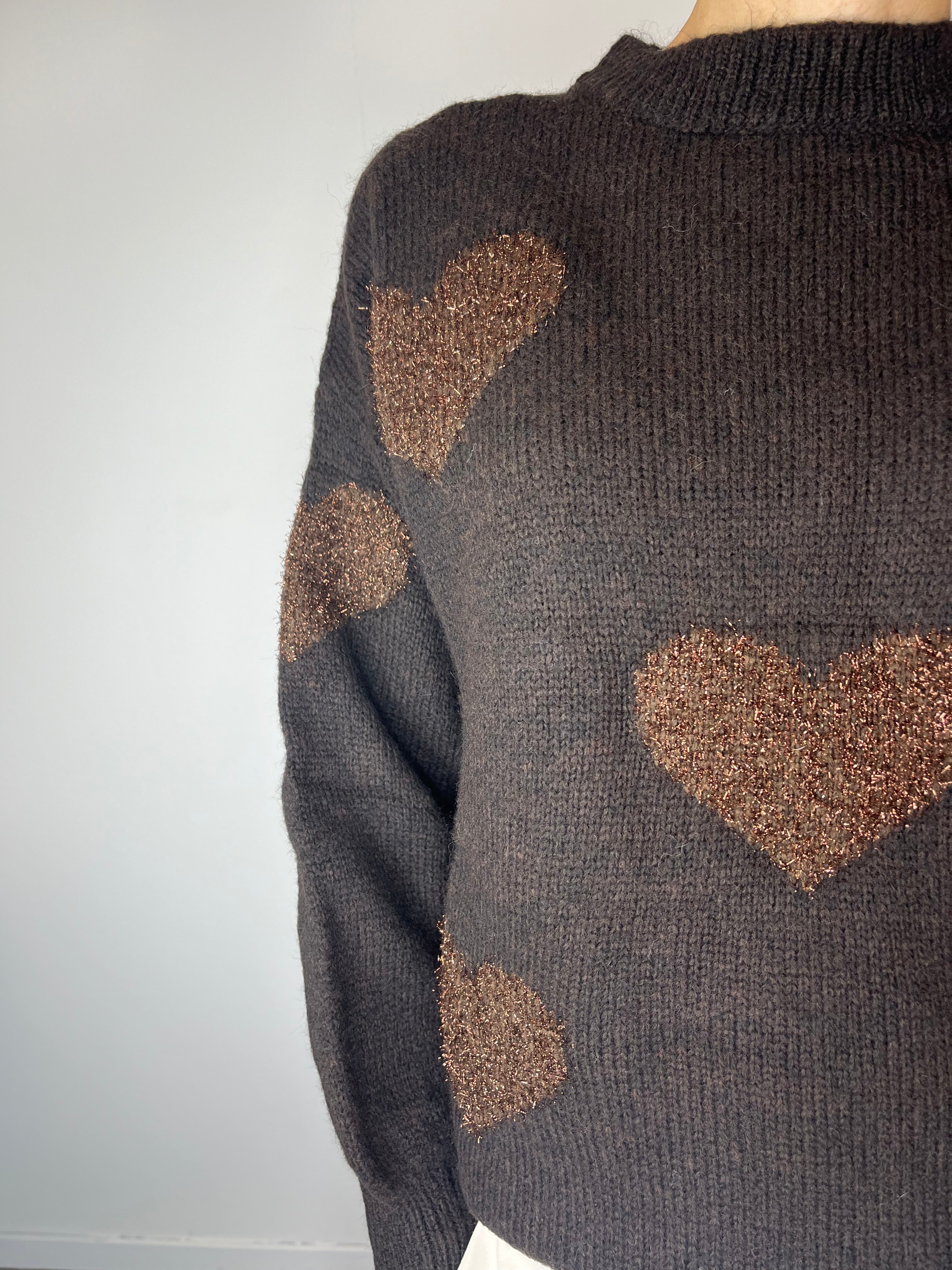 Maglioncino Cuori in lurex Moro - Kikisix