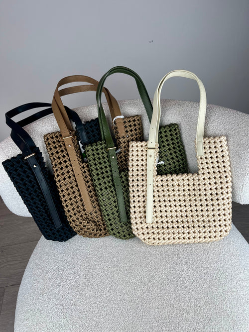 Borsa a spalla intrecciata - Vaniglia
