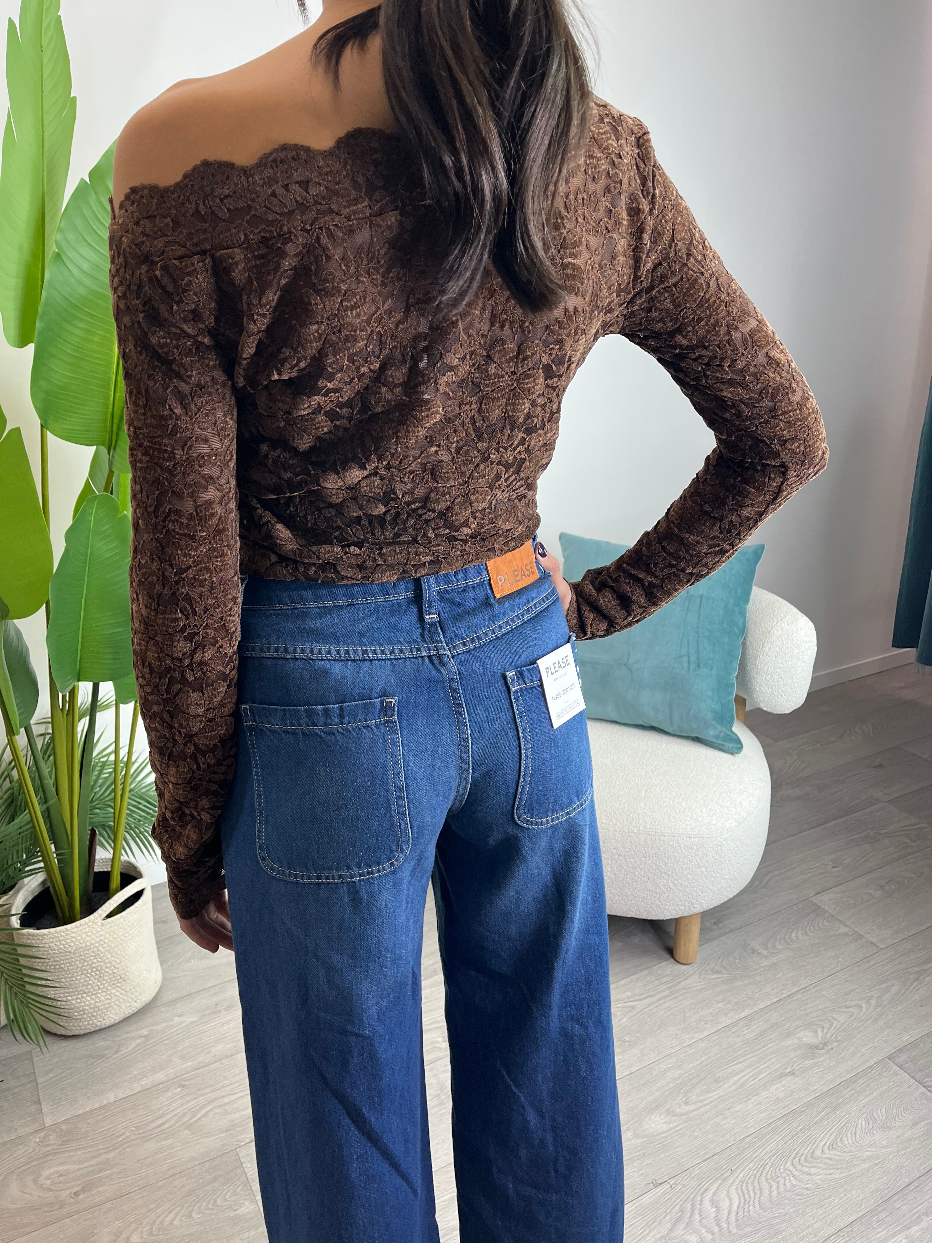 Maglia velluto e pizzo Moro - Saiph